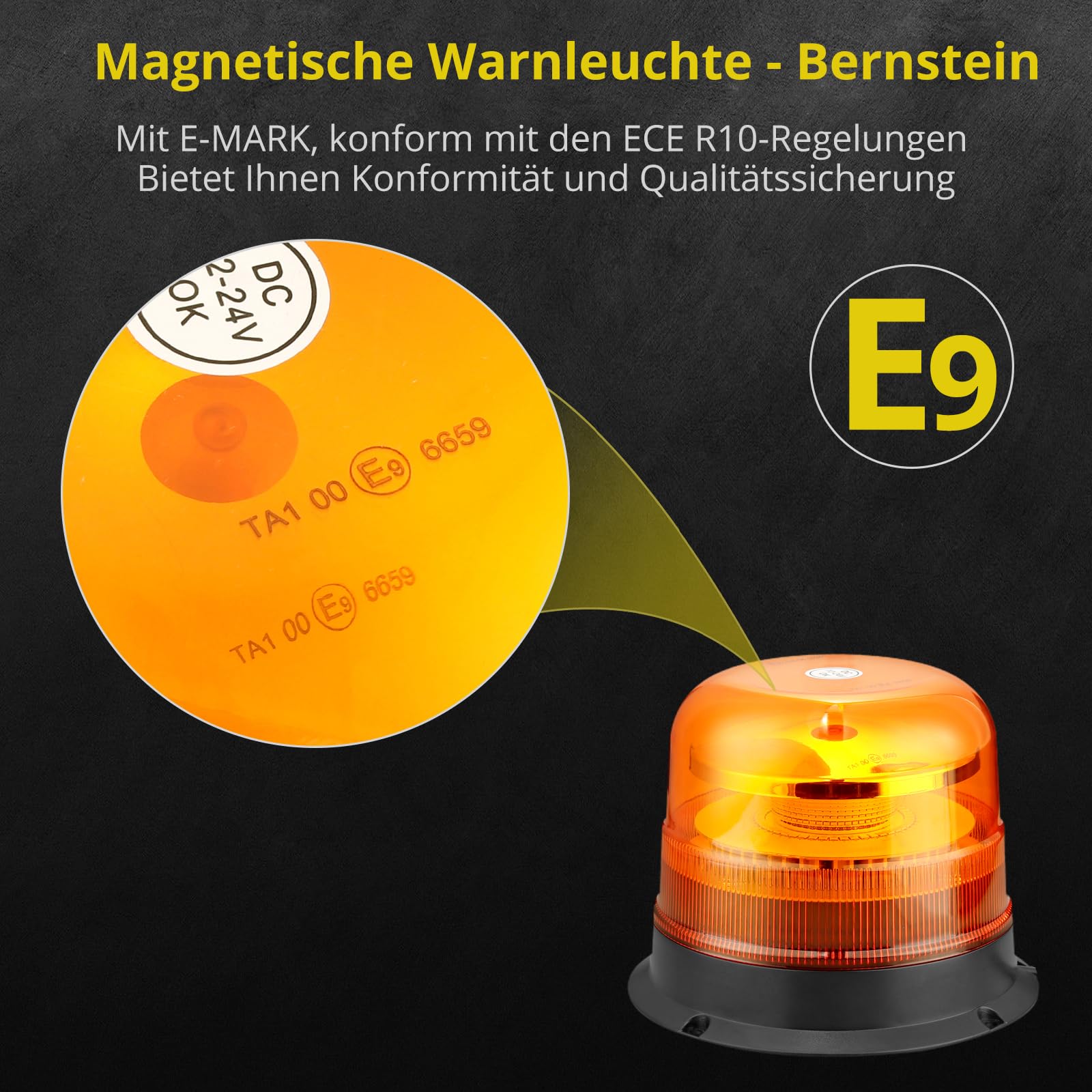 PROZOR 48LED Warnleuchte Notfall Warnblinklicht 10 Blitzmodus 48W Wasserbeständigkeit Magnetisch Warnlicht Stroboskoplicht Frontblitzer Notlicht für LKWs Traktoren Gabelstapler
