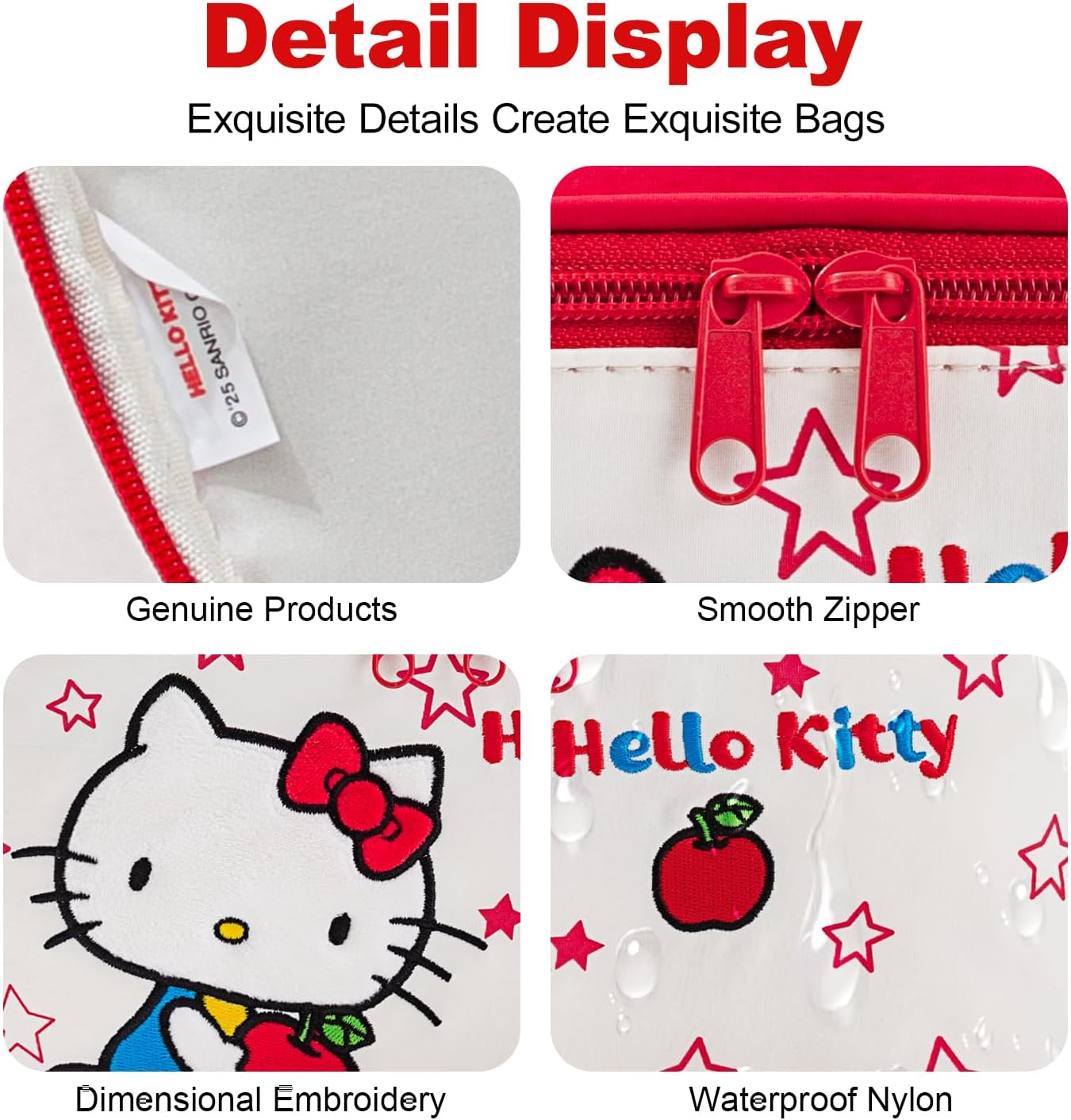 AmBealla Cosmetic Bag Large Makeup Travel Case with Brush Holder,Waterproof Makeup Bag Organizer with Hanging Hook, Travel Toiletry Bag for Women, Sweet & Stylish for Girls,Red Apple - Image 4