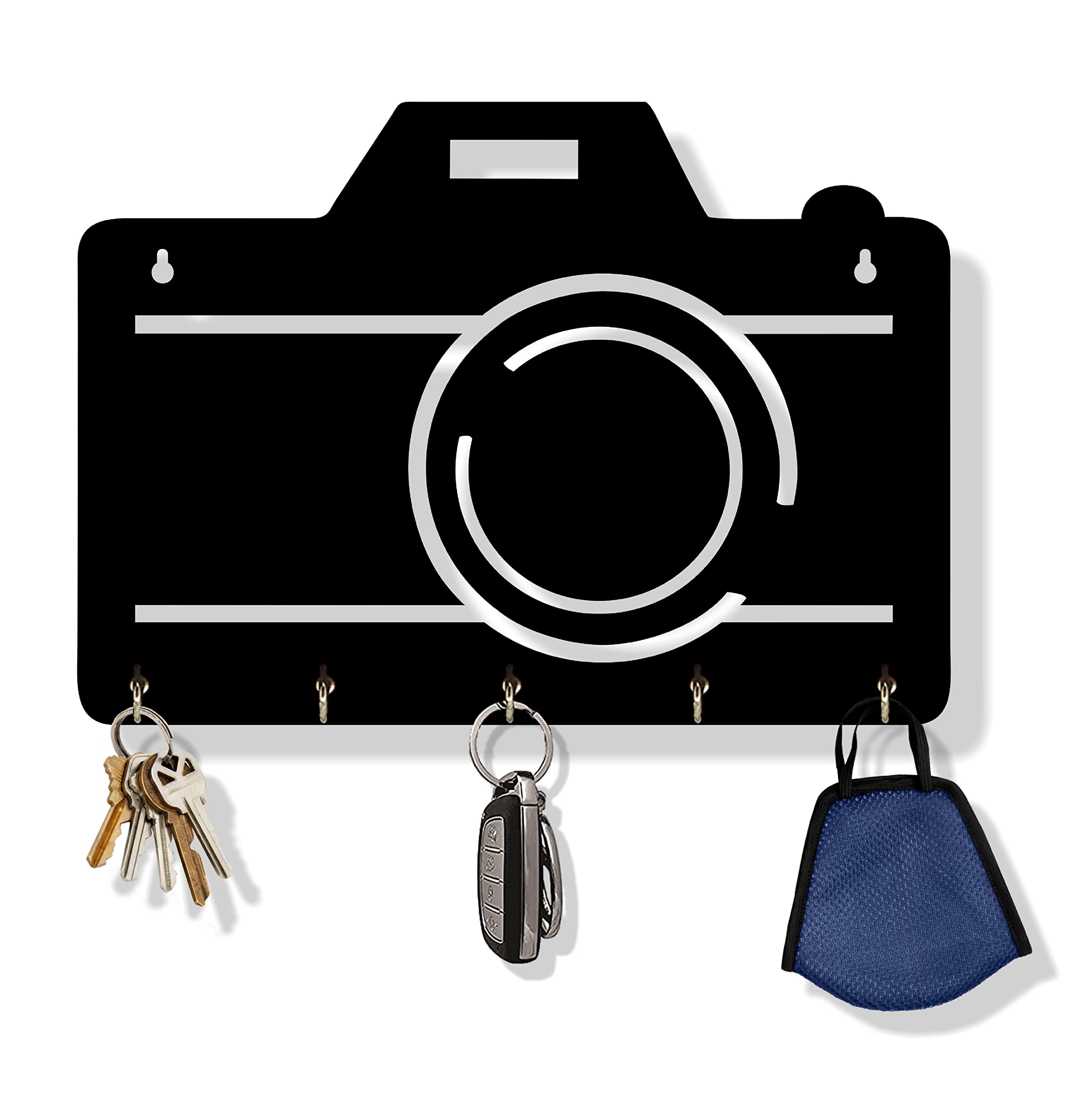 Sage Designer Black Edition Beautifull Art Crafted Unique Wooden Key Holders for Home/Office, Camera, Size: 25 x 19 x 3 Centimeters