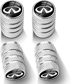 4Pcs Automobile Tire Valve Stem Covers, Corrosion-Resistant Tire Valve Stem Cover Suitable for Infiniti QX50 Q50 Q70 Q70L Q60 QX30 QX60 Infiniti Series Stem Cap Universal Car Valve Cover Silver