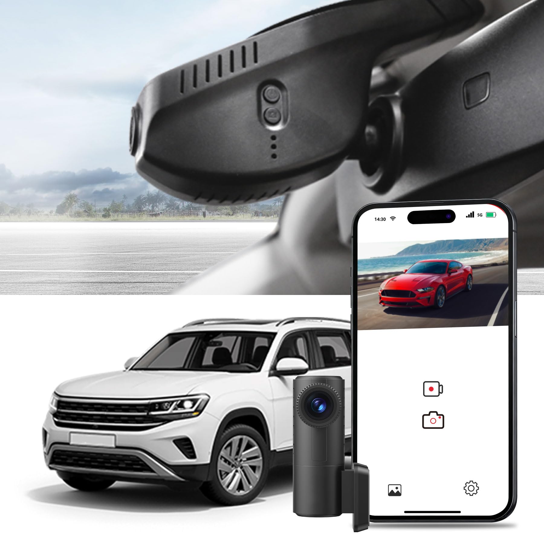 Photo 1 of Mercylion G52 4K+2K Car Dash Cam Front and Rear for Volkswagen Polo Golf 7 Mk7 Tiguan Taigun Jetta Transporter Skoda Octavia,OEM Factory Look, UHD 3840P Video, Built-in WiFi & APP,FREE128G