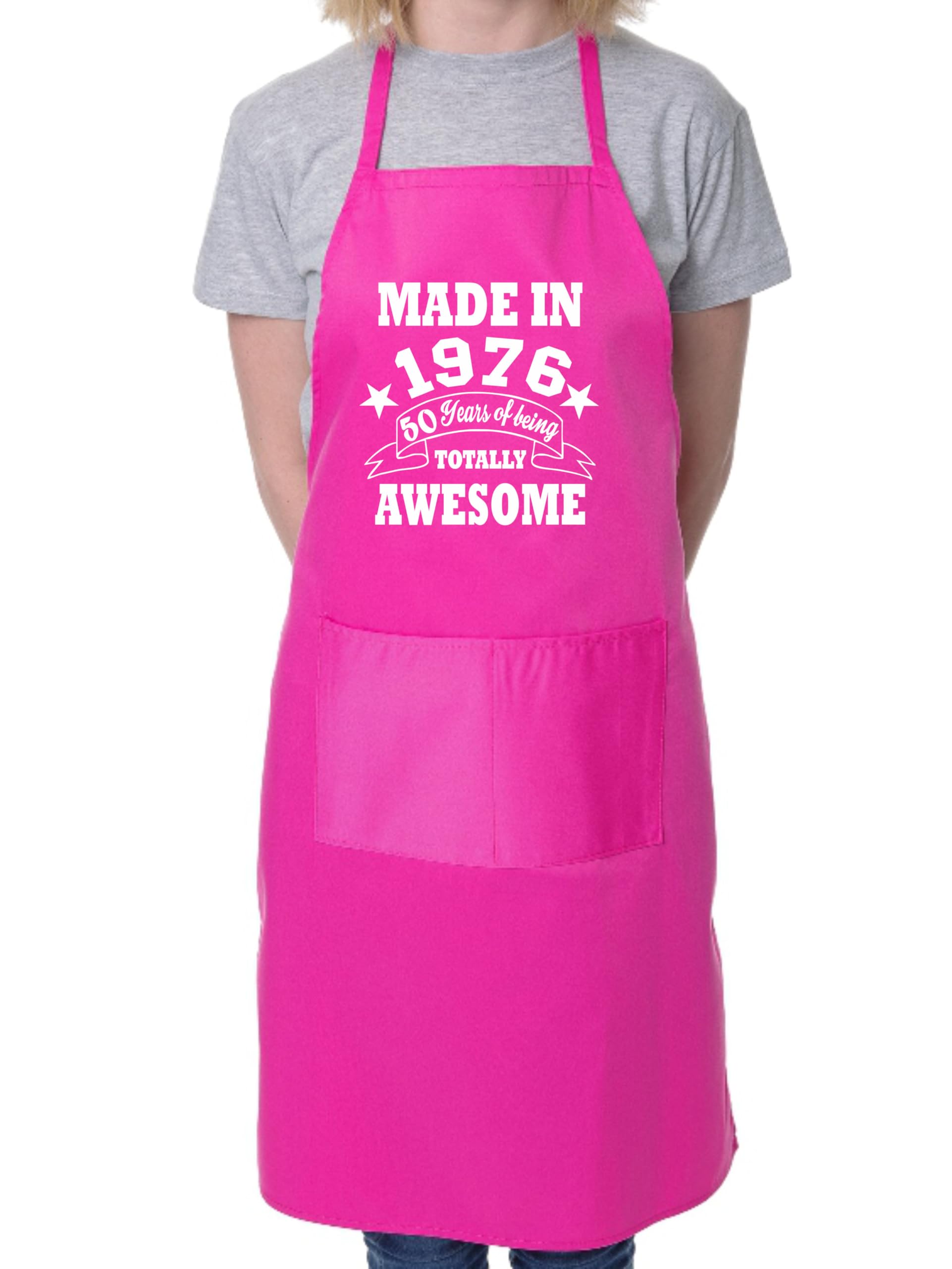 Print4u Men's Pink 50Th Birthday Made In 1976 Bbq Cooking Funny Novelty Apron