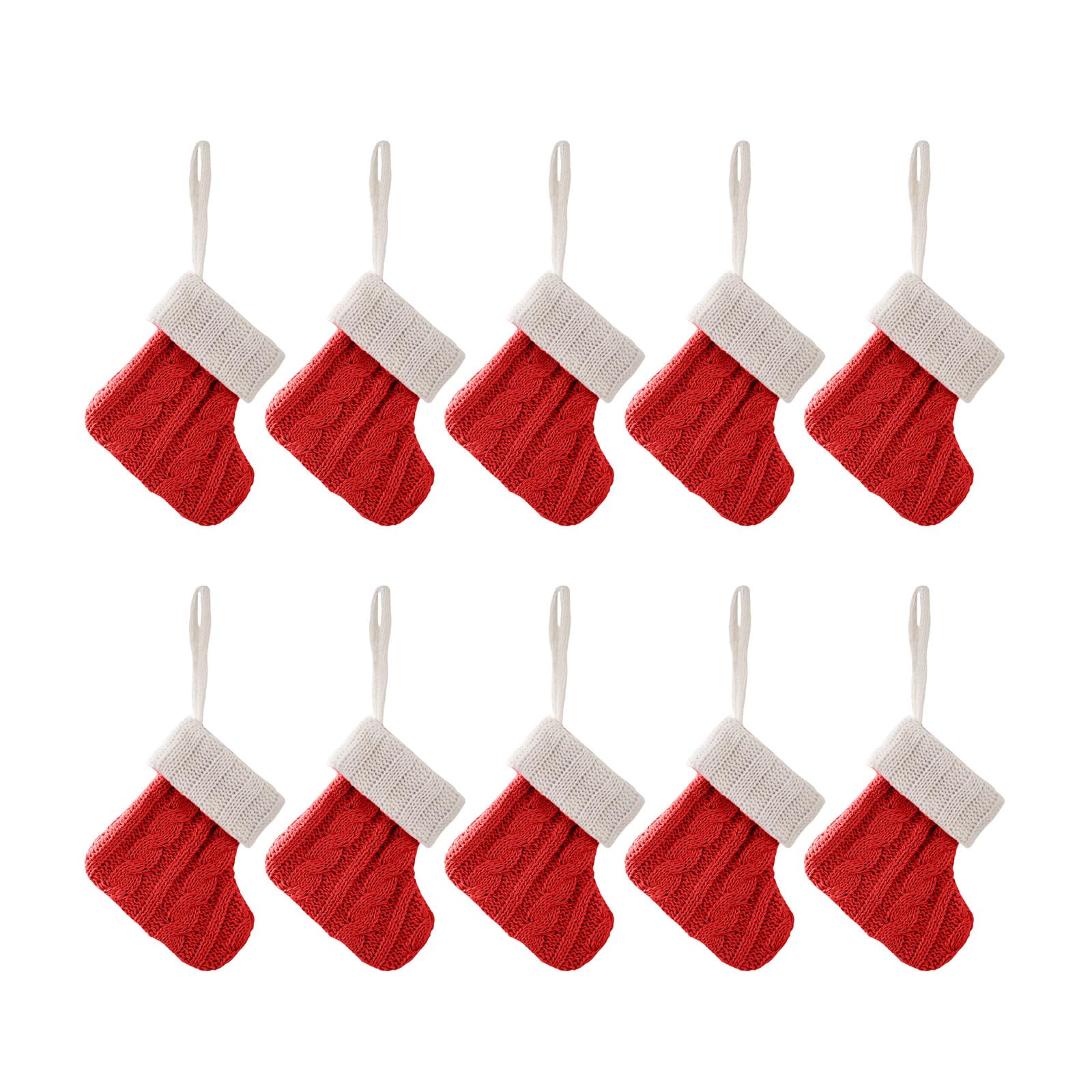 Jazuaiao 10Pcs Christmas Tree Pendant Large Knitted Socks for Festives Home Decoration Colorful Present Bag Hanging Ornament Large Knitted Stocking