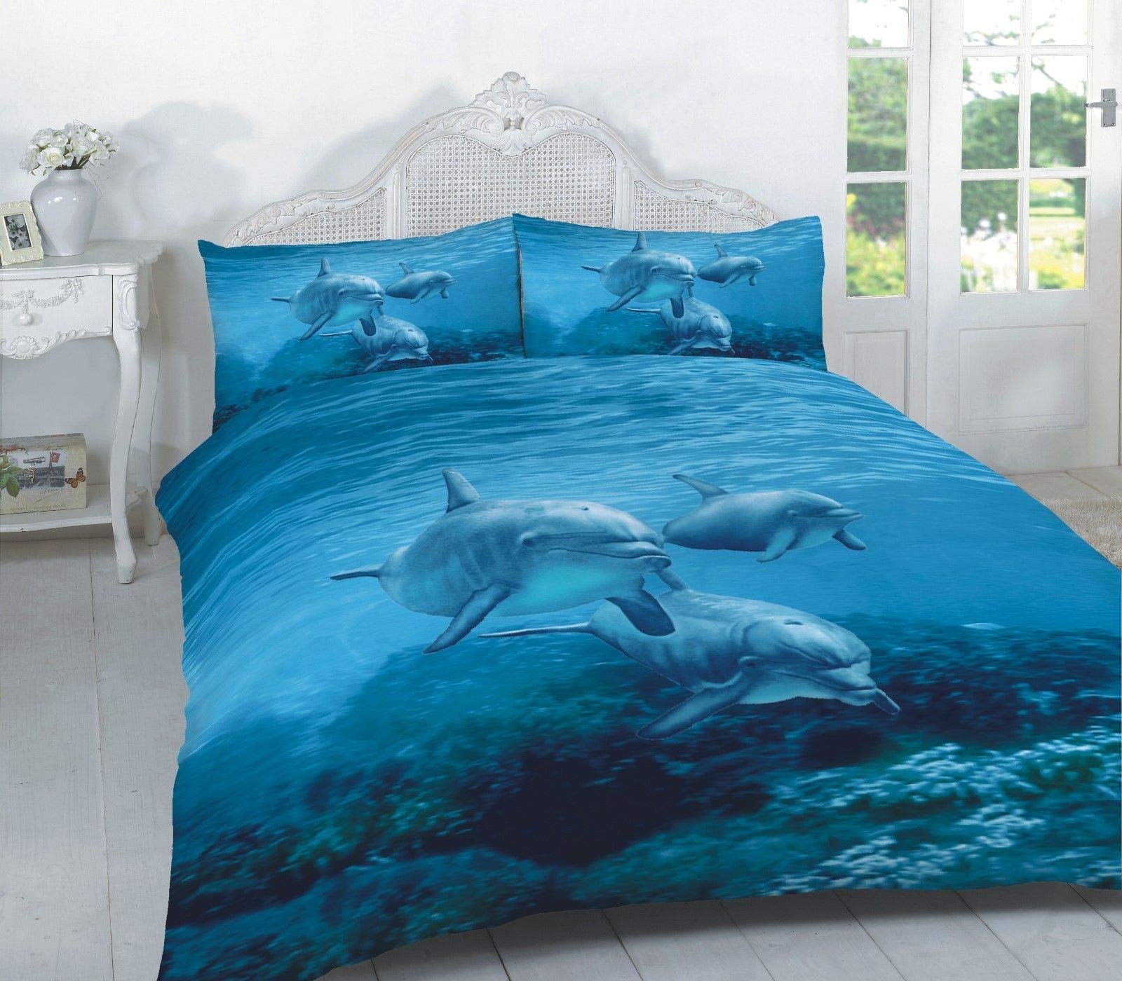 EHD 3D Animals Pattern Modern Stylish Duvet Cover Sets Quilt Cover Sets Luxurious Bedding Sets By NZ (Dolphin, Single)