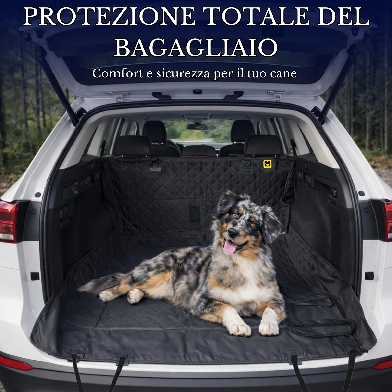 Coprisedile Auto per Cani – Telo Auto Cane Universale per Sedili Posteriori e Bagagliaio Oxford Impermeabile Antiscivolo Antigraffio - Protezione Sedili Auto per Cani con Tasca Porta Accessori