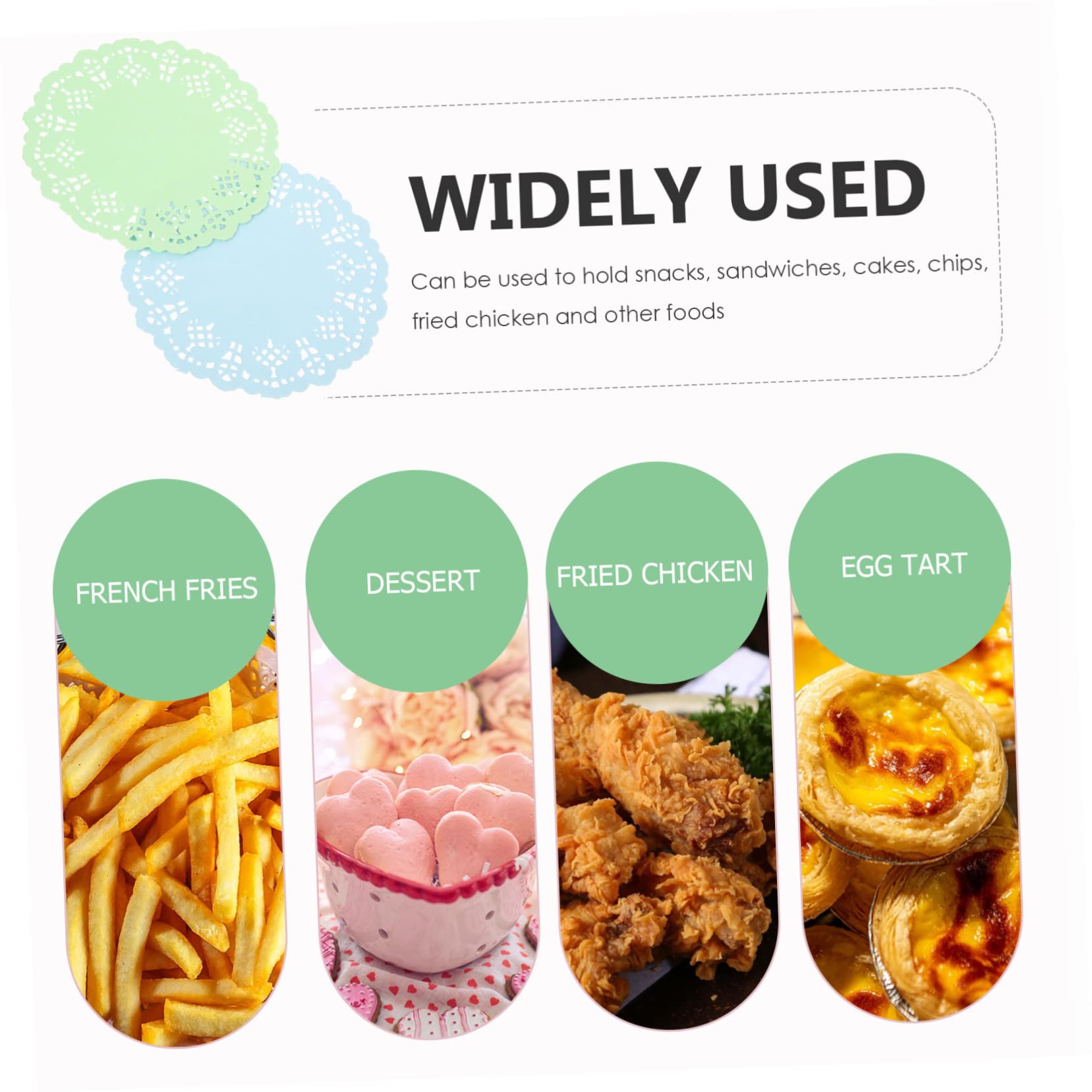 FUNOMOCYA Set of 200pcs Round Flower Bottom Paper Mats Lace Paper Placemats for Tabletop Protection