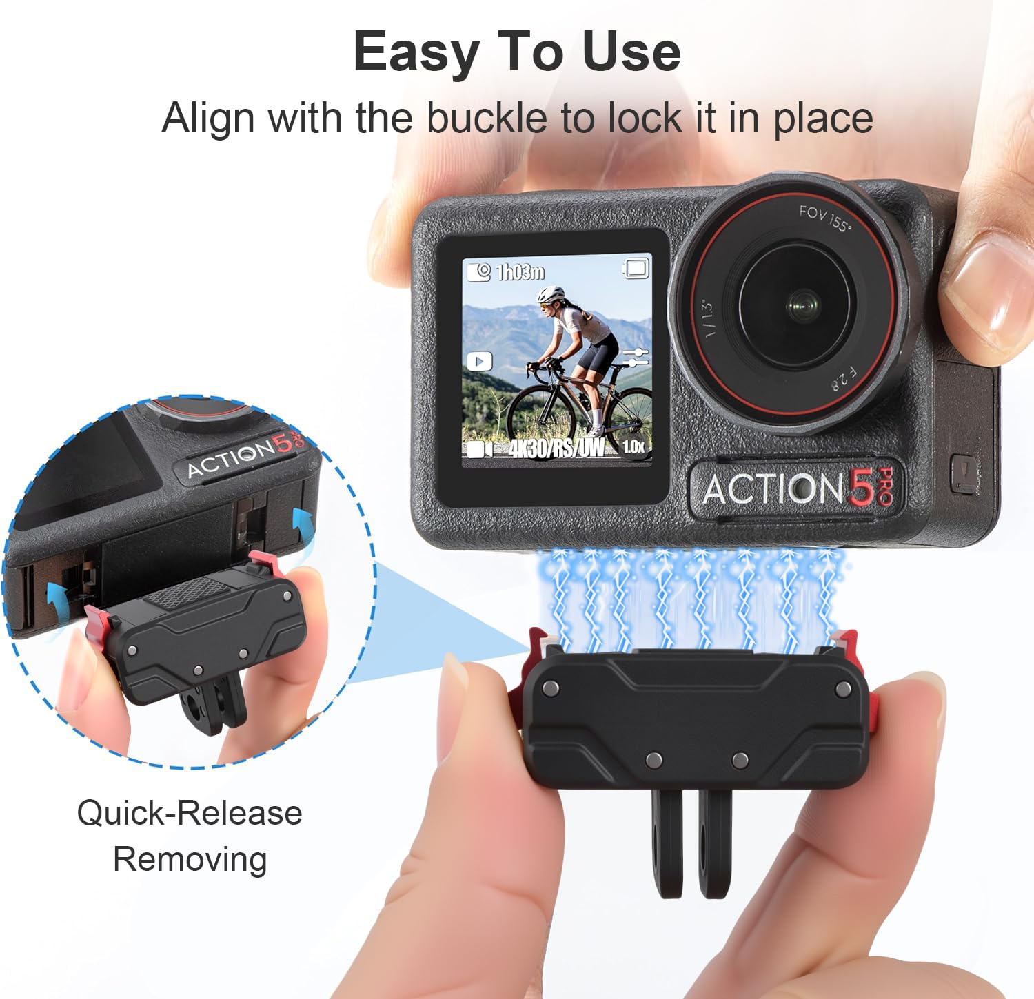 Adattatore Per Treppiede 1/4″ Per GoPro Hero 3/3+ – Supporto Di Fissaggio In Nero