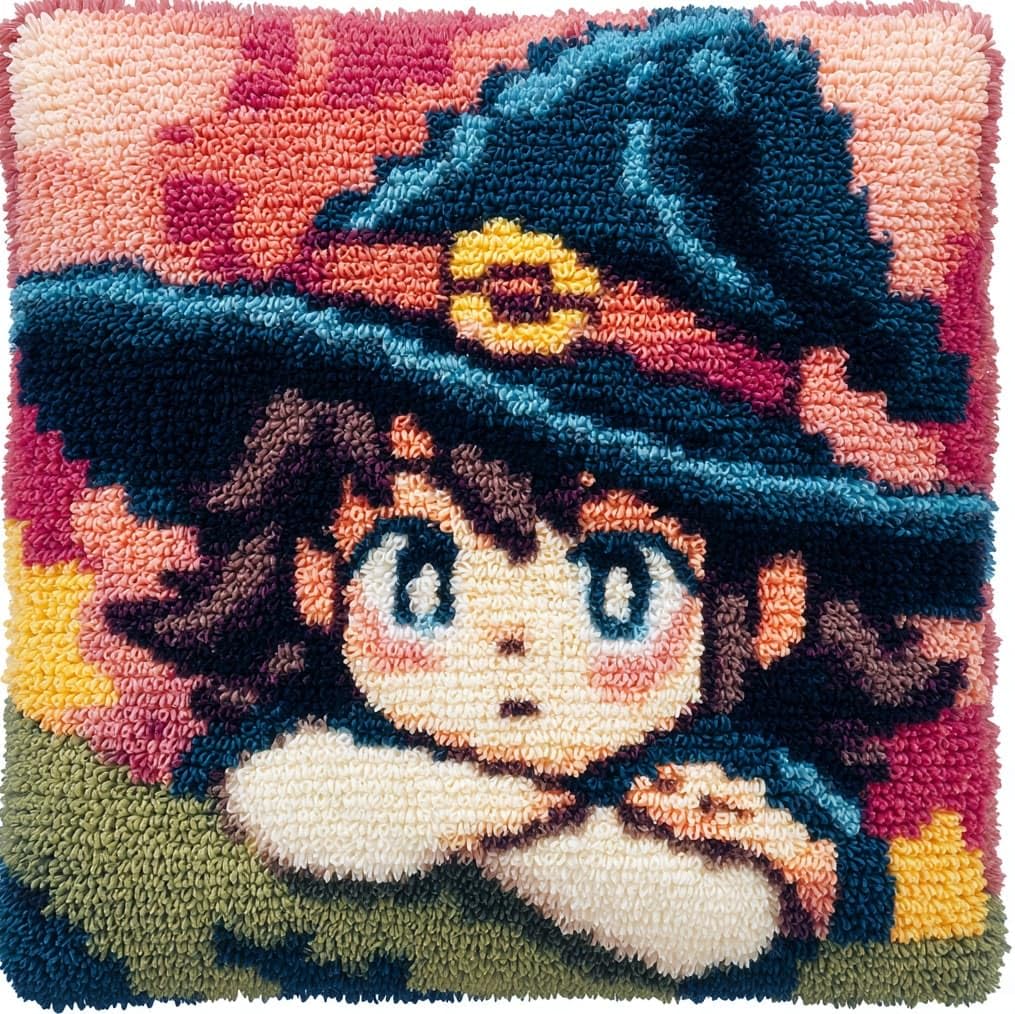 AxiangziK Latch Hook Pillow Kit,Witch Halloween