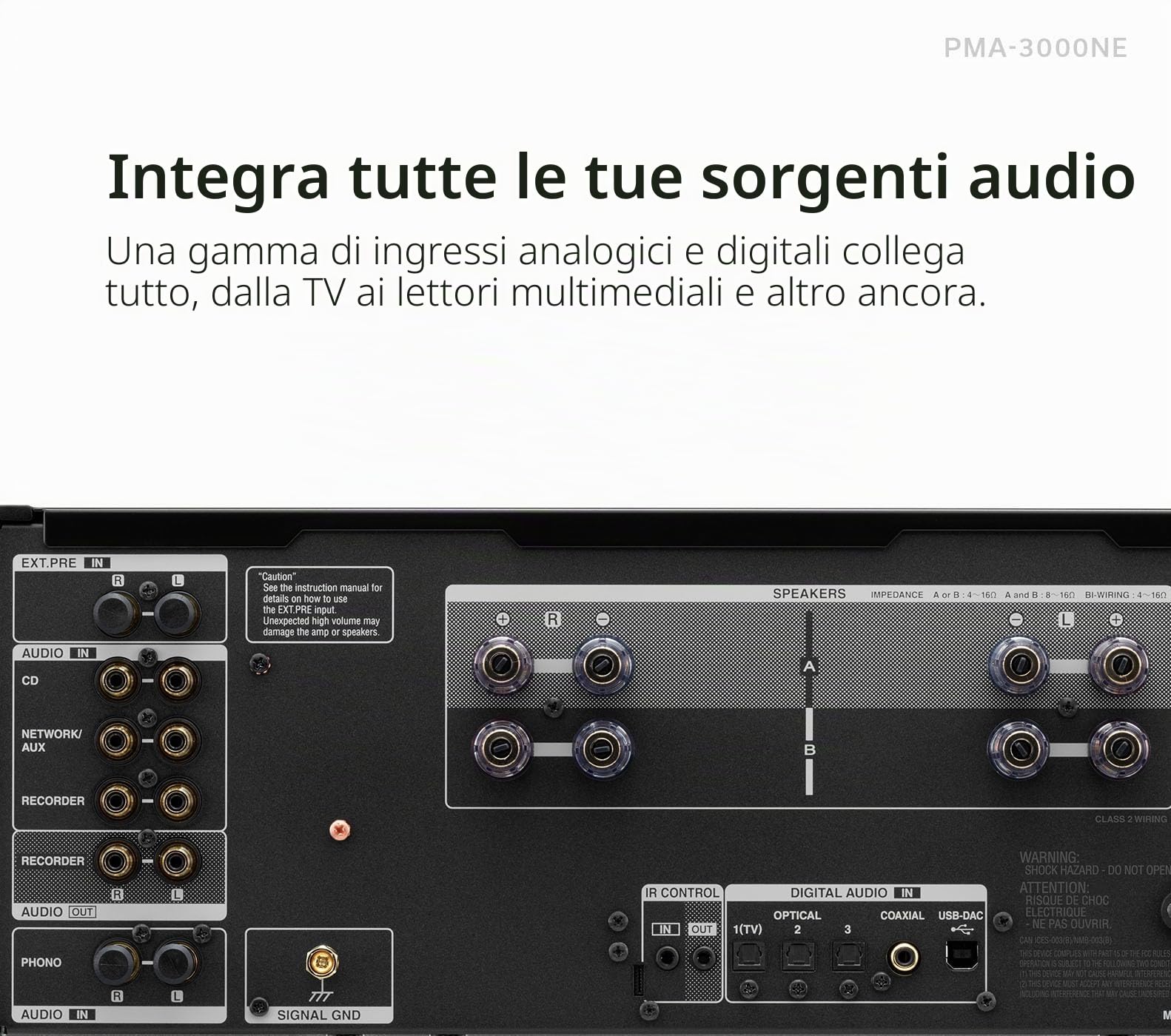 Denon Amplificatore integrato PMA-3000NE (80W x 2-Ch), argento, versatile amplificatore stereo domestico con elaborazione Ultra AL32 di settima generazione, preamplificatore phono MM/MC, modalità