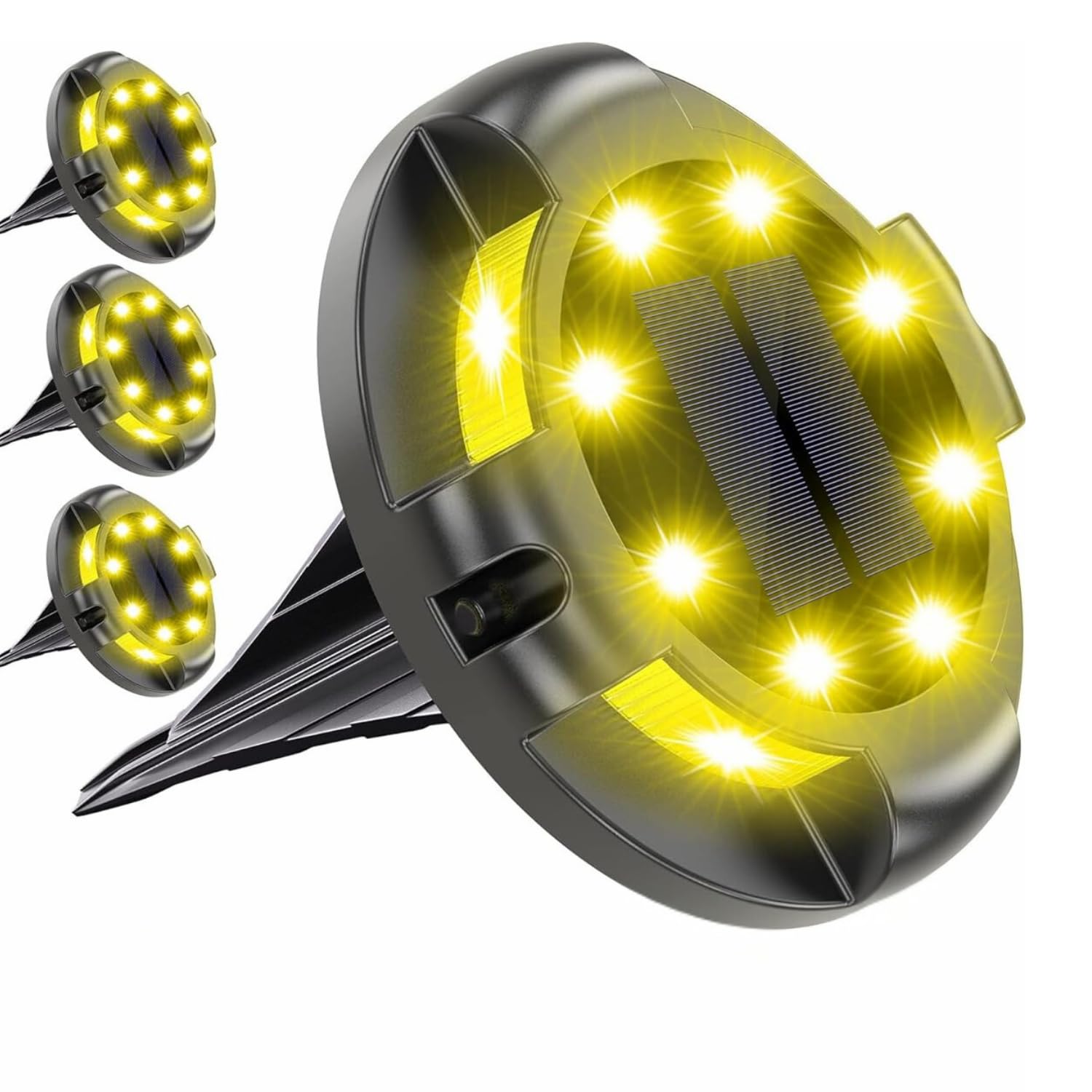 LITVERSE Solar Powered Ground Lights 12 LEDs Waterproof In-ground Lights Non-Slip Landscape Path Lighting for Pathway Garden Lawn Yard Patio Walkway Driveway (ABS Plastic,4 Pack, Warm White)