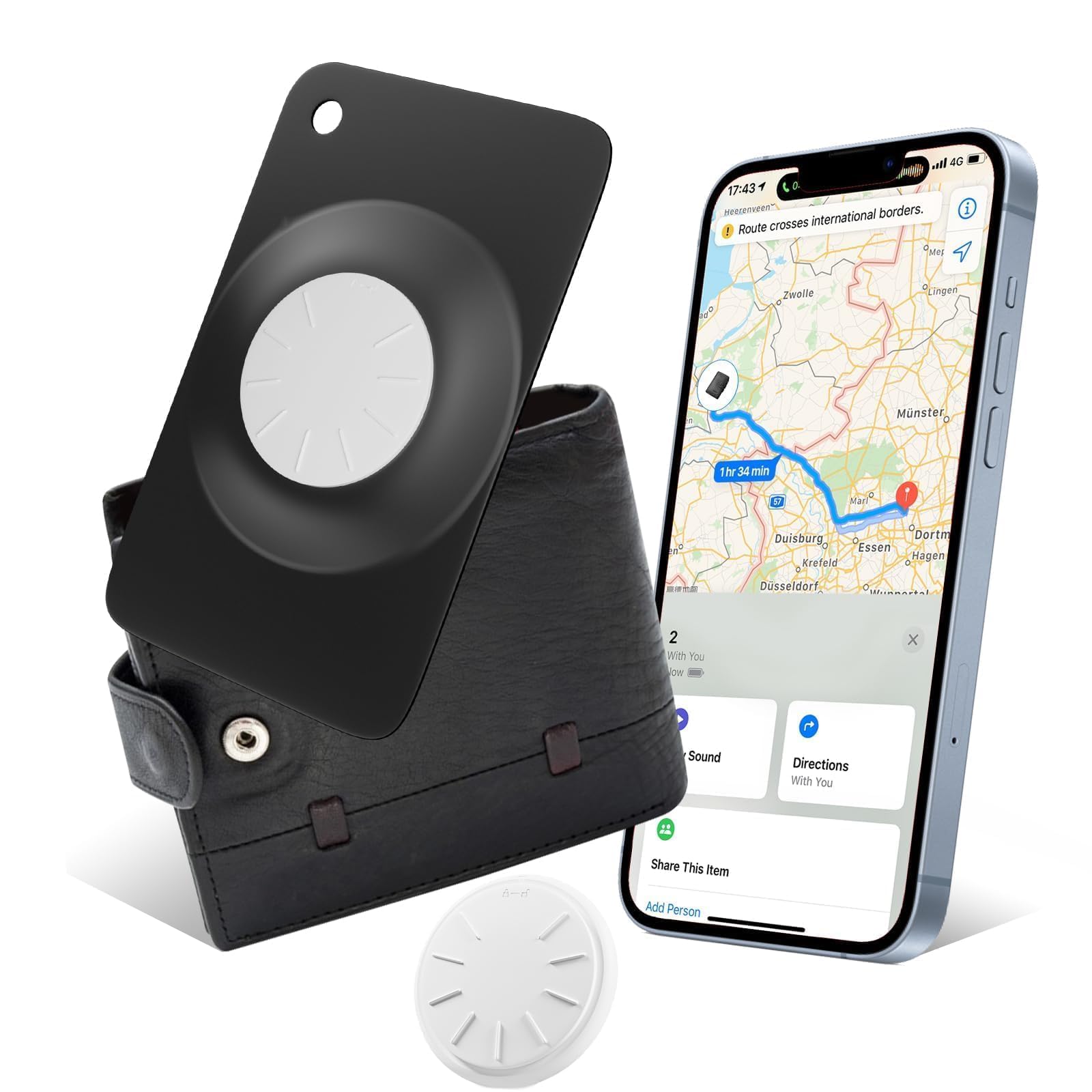 Ultra Thin Wallet Tracker Card,1 PCS Smart Bluetooth Tracker Tag Works with Find My (iOS Only), Item Locator for Wallet,Key etc, IPX7 Waterproof, Replaceable Battery