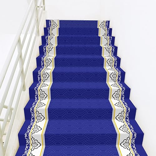 Alfombra antideslizante para corredor, alfombra de entrada, alfombra azul para escaleras, peldaños antideslizantes para seguridad de niños y