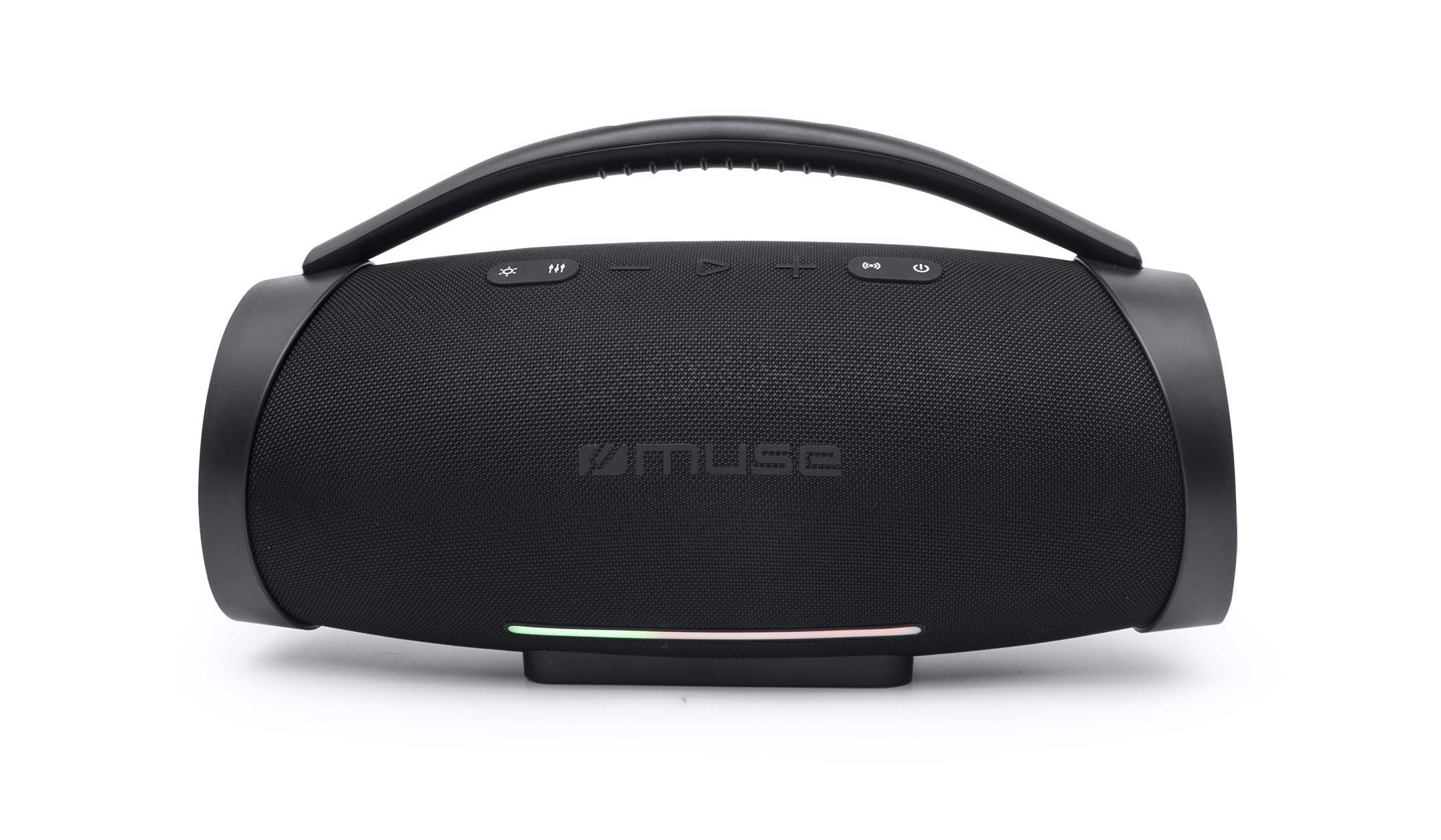 Muse M970BT. Altavoz Bluetooth Resistente a Las Salpicaduras con Luces incorporadas.300 W de Potencia. Manos Libres. Concector de Carga USB-C. Puerto USB de Carga y repodrucción.