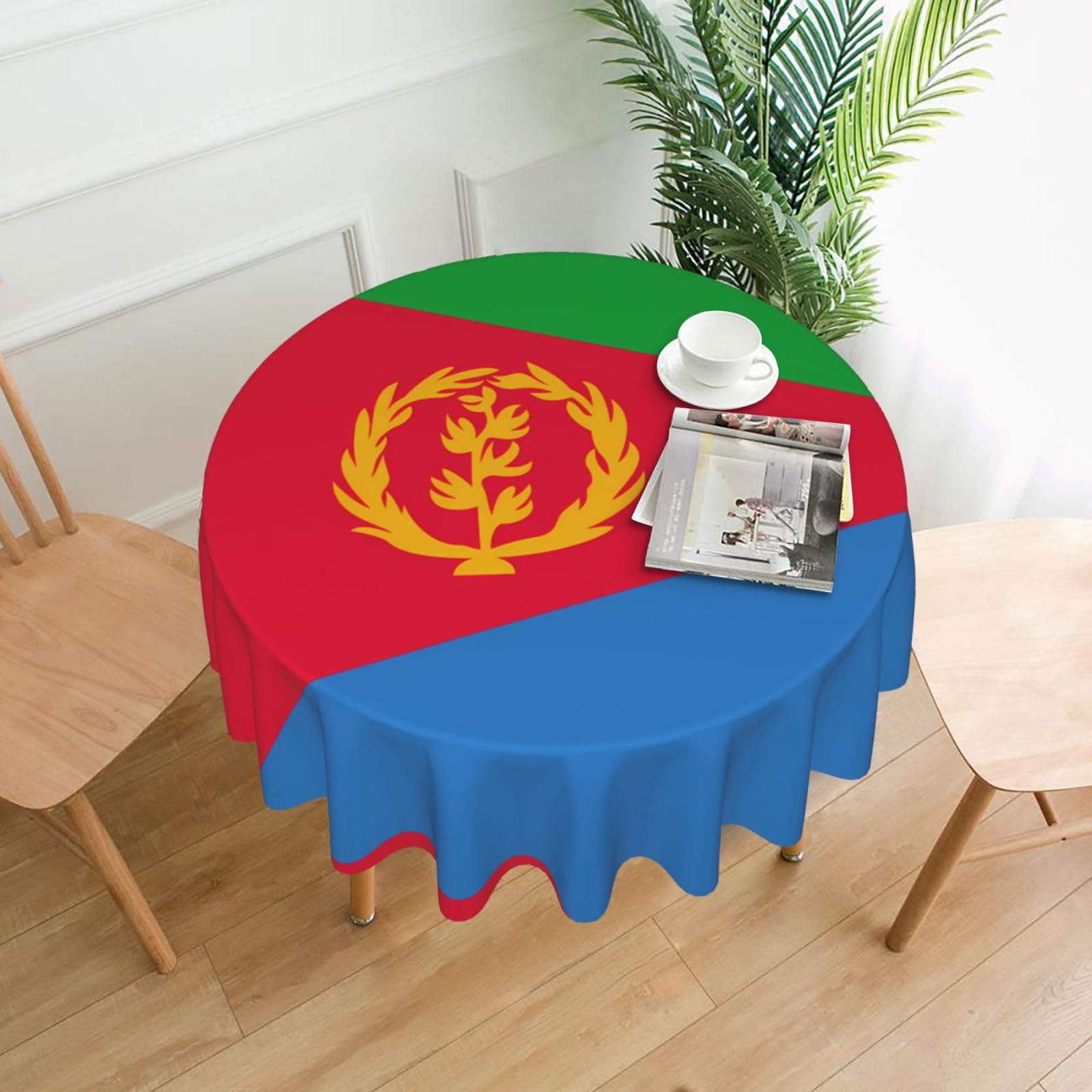 MROWYC Eritrean flag Printed Practical Round Tablecloth, Durable, Suitable for Home, Restaurant, Hotel, Gathering, and Decorative Table Covers
