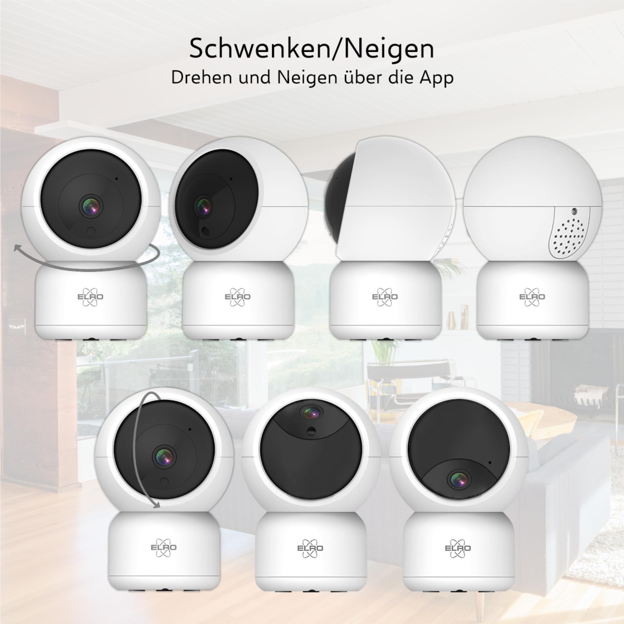 ELRO CI5000 Innen WiFi IP Überwachungskamera mit Bewegungssensor und Nachtsicht - Full HD 1080P Überwachungskamera mit Sirene