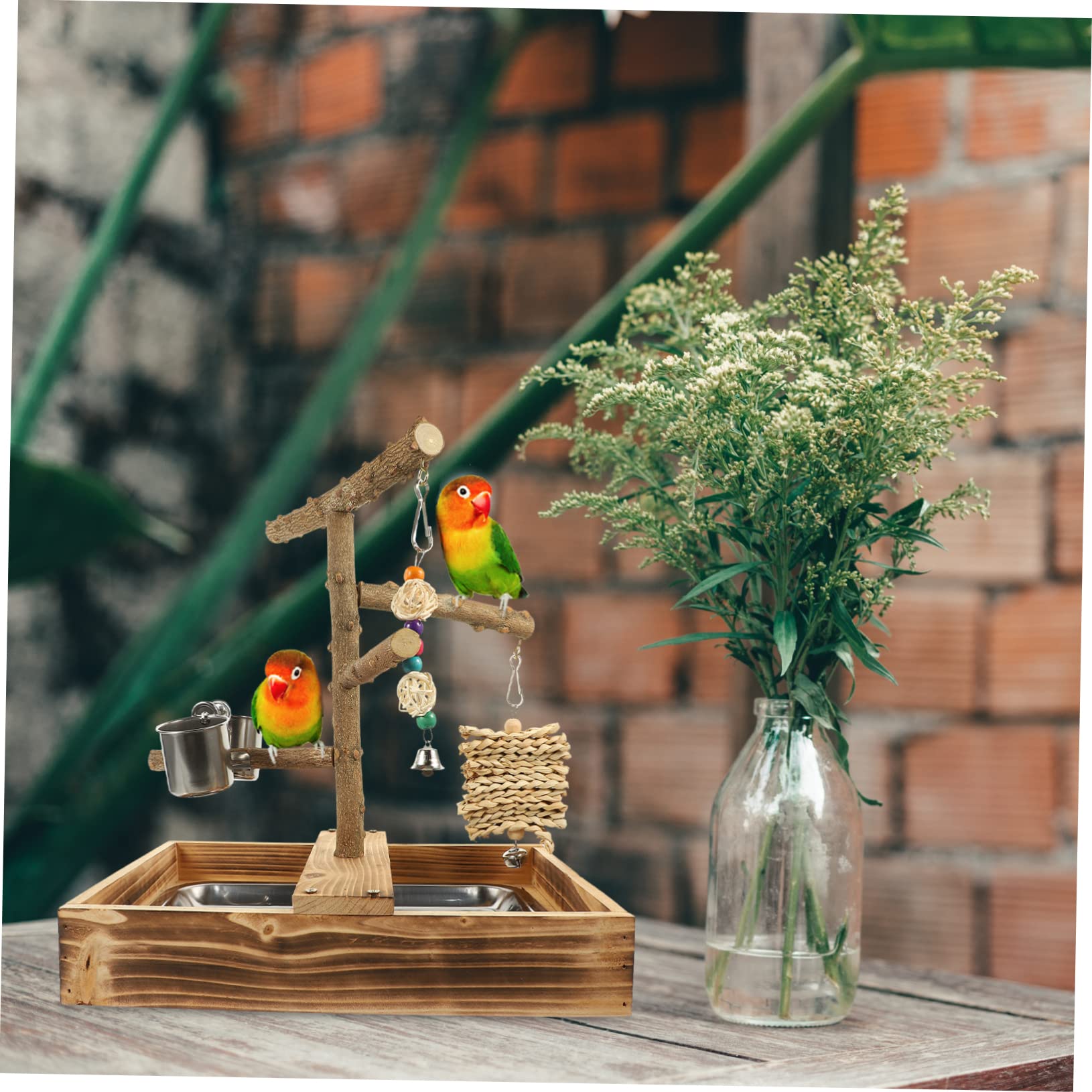 Holz Vogel Sitzstangenständer für Wellensittiche, Tisch Trainingsspielzeug | Vogelkäfige und Zuhause, Einfache Montage und Nutzung, Frisches Natürliches Design