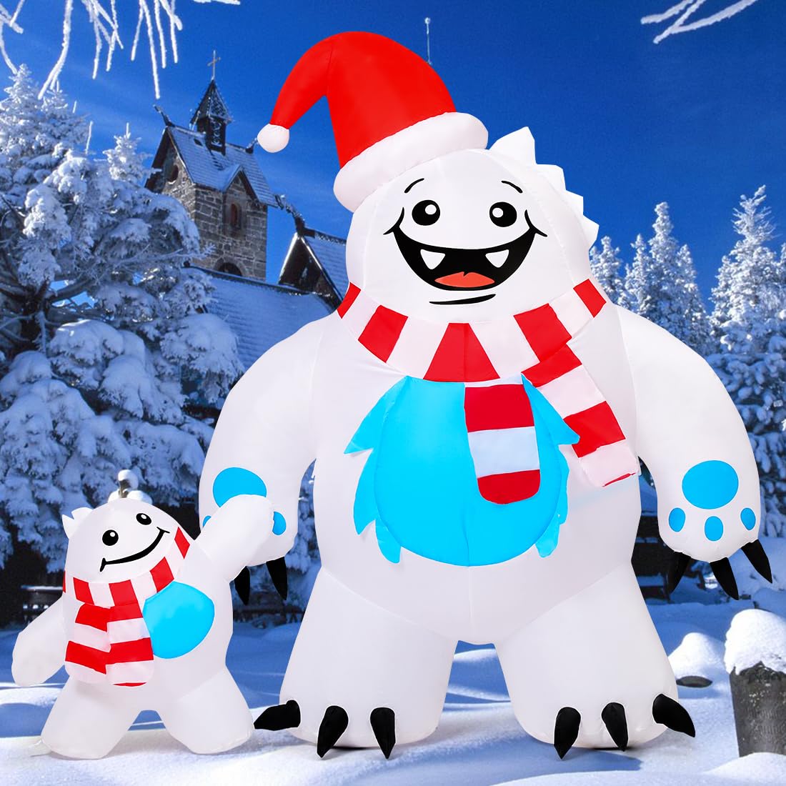 COMIN Bonhomme de neige gonflable de Noël avec une boîte, décoration de cour gonflable avec lumières LED intégrées pour les vacances, les fêtes, Noël, la cour, le jardin