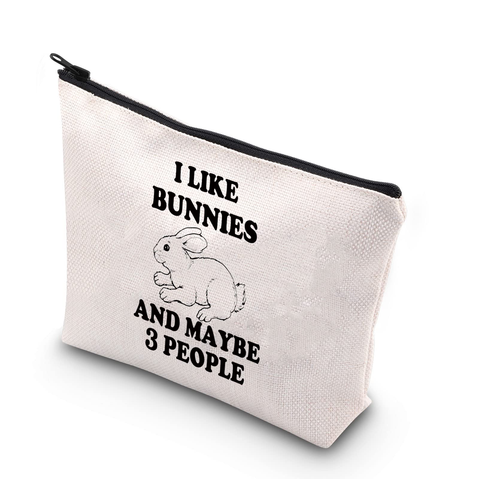BDPWSSBunny Makeup Bag Funny Bunny Gift For Women Bunny Lover Gift I Like Bunnies And Maybe 3 People Animal Travel Pouch, I Like Bunny, Waterproof