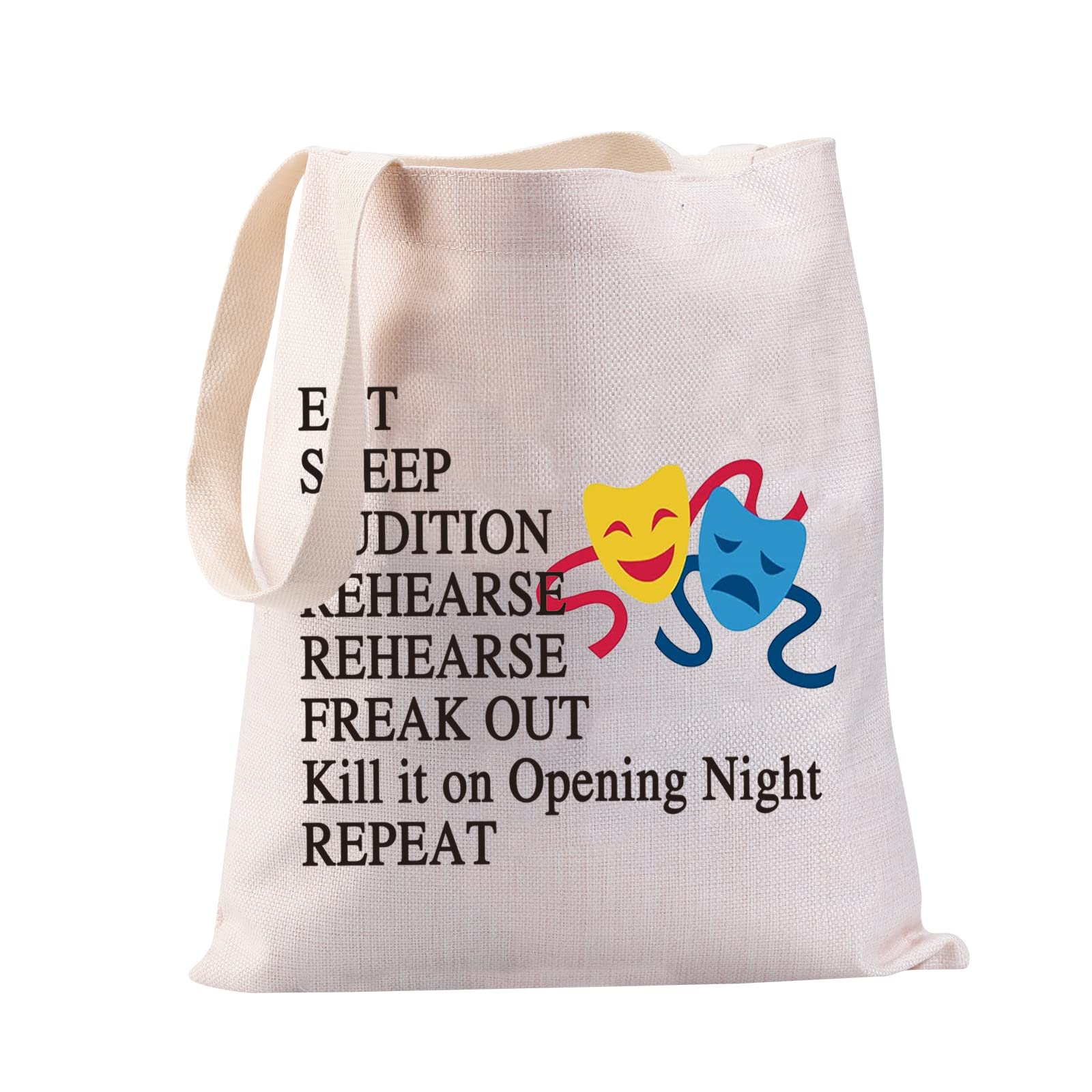 JYTAPP Theater Gifts Eat Sleep Audition Theatre Life Canvas Tote Bag Reusable Shopping Bag Drama Mask Tragedy and Comedy Gift