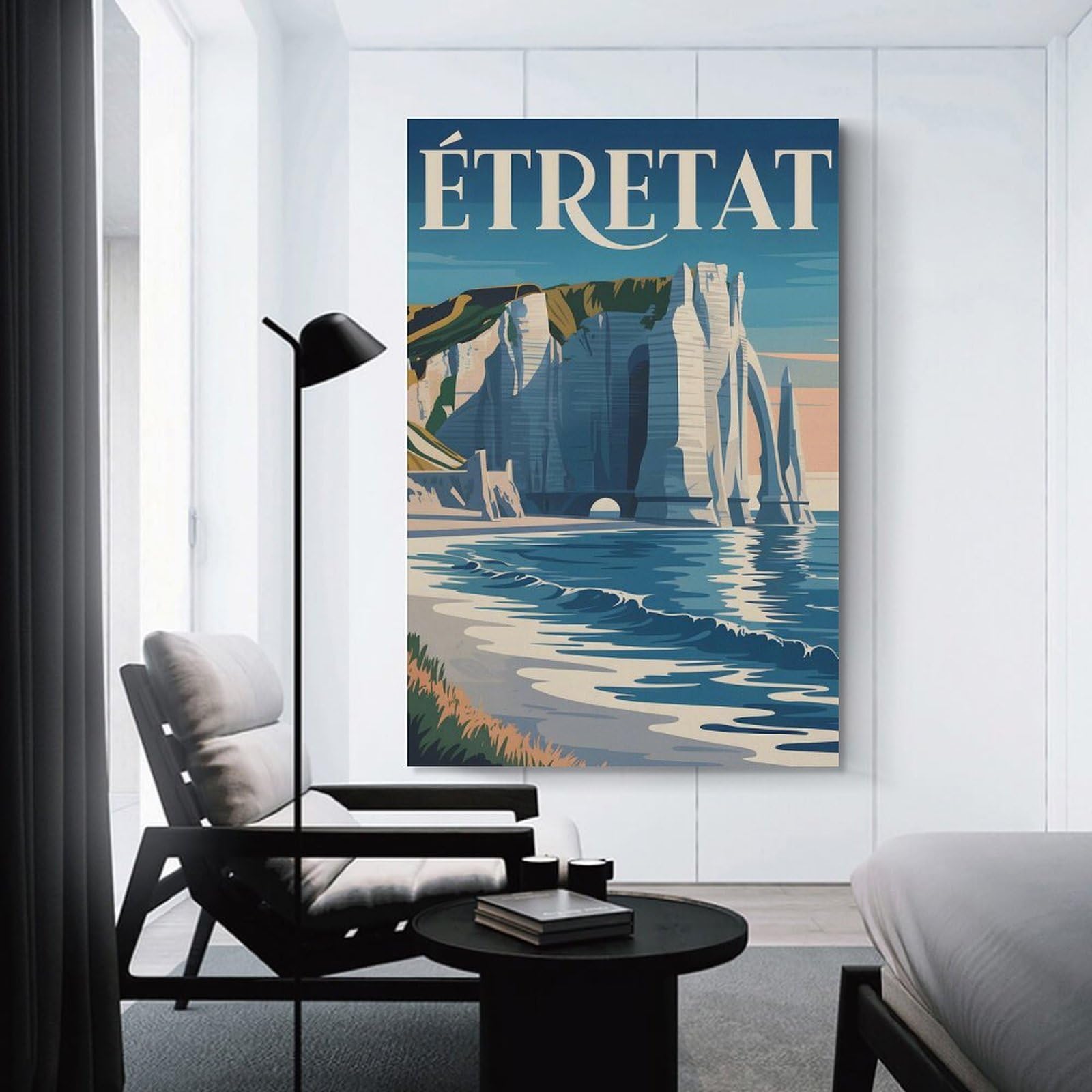 Junmoney Étretat Cliffs Travel Canvas Wall Art, 24x36inch(60x90cm), for Entrance Walls, Hall Decor Or Foyers, Wall Decor to Refresh Empty Corners
