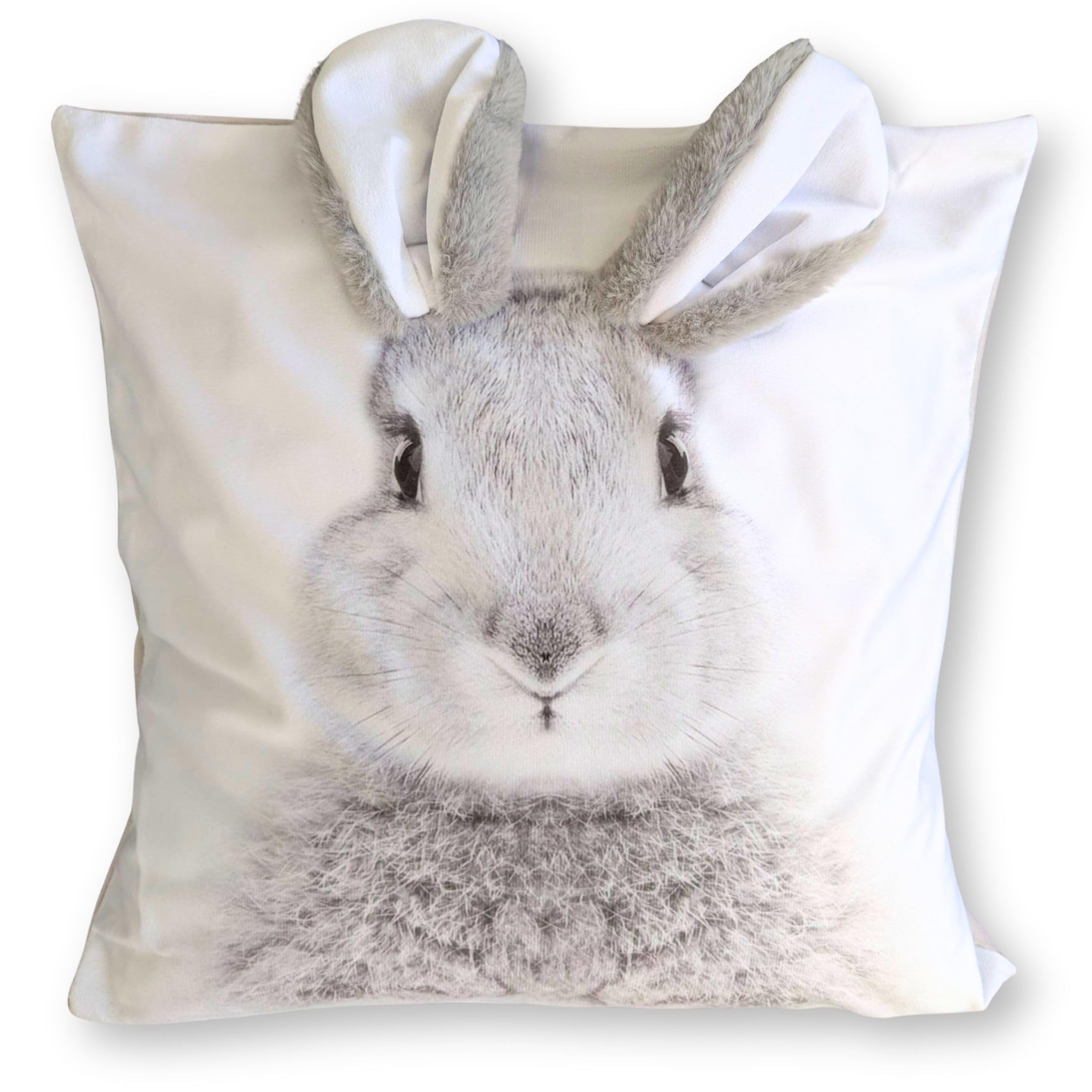 Bada Bing Osterdeko Kissen 3D Dekokissen Hase mit Schlappohren - Sofakissen inkl. Inlay in 40x40 cm Deko - Kissen mit Osterhase und Hasenlöffel - Couchkissen Zierkissen fürs Wohnzimmer Schlafzimmer