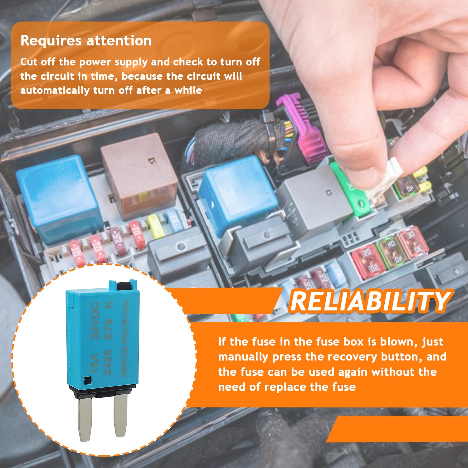Manual Reset Fuse E73 E79 car ATM Low Profile Mini Blade Style Circuit Breaker T3 5A 6A 7.5A 10A 15A 20A 25A 30A Boat Marine RV Car Truc DC 12V 28 Volts（8 pcs Mixed）