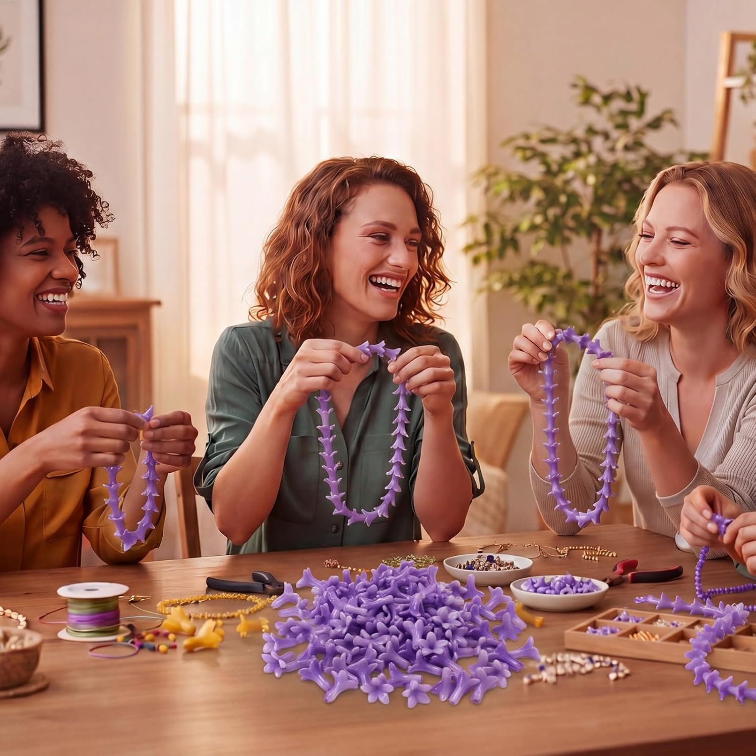 Jutom 100 Pcs Pakalana Flower Beads Cowslip Creeper Flower Beads Resin Coral Shell Bead 3D Carved Cute Loose Bead for Hawaiian Lei Jewelry Making Necklace Bracelet Supplies DIY Crafts Decors (Purple)