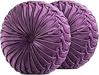 Vista 14 de Almohada redonda de terciopelo de 15 x 15 pulgadas, plisada, redonda, rellena de calabaza, para el hogar, para sofá, silla, cama, suelo de Verde