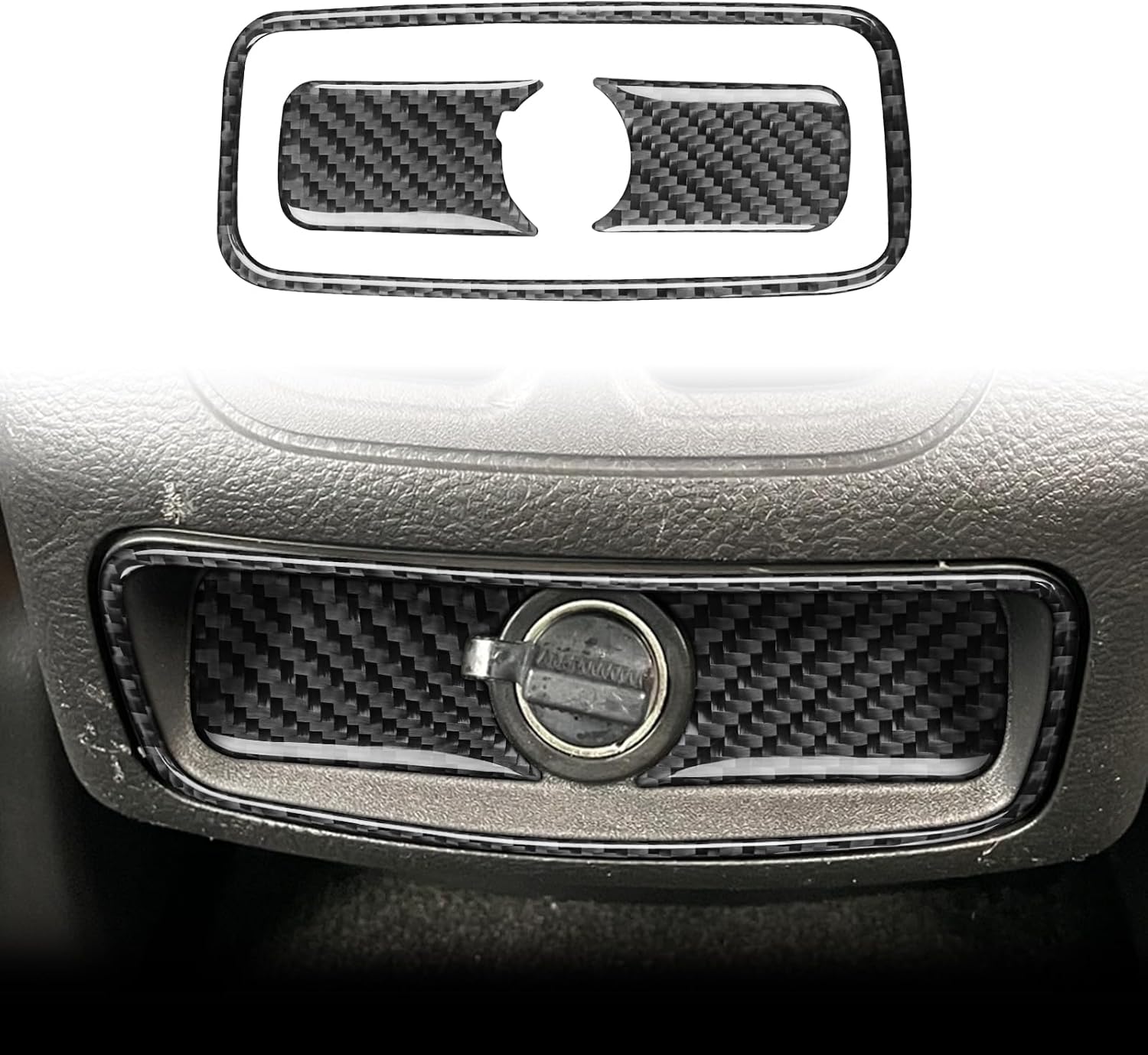 Real Carbon Fiber Compatible with Ford Taurus SEL/Limited/SE/SHO 2013-2019 2014 2015 2016 2017 2018 Accessories Car Rear Row Lighter Kit Cover Interior Trim Sticker Decal Black 3PCS