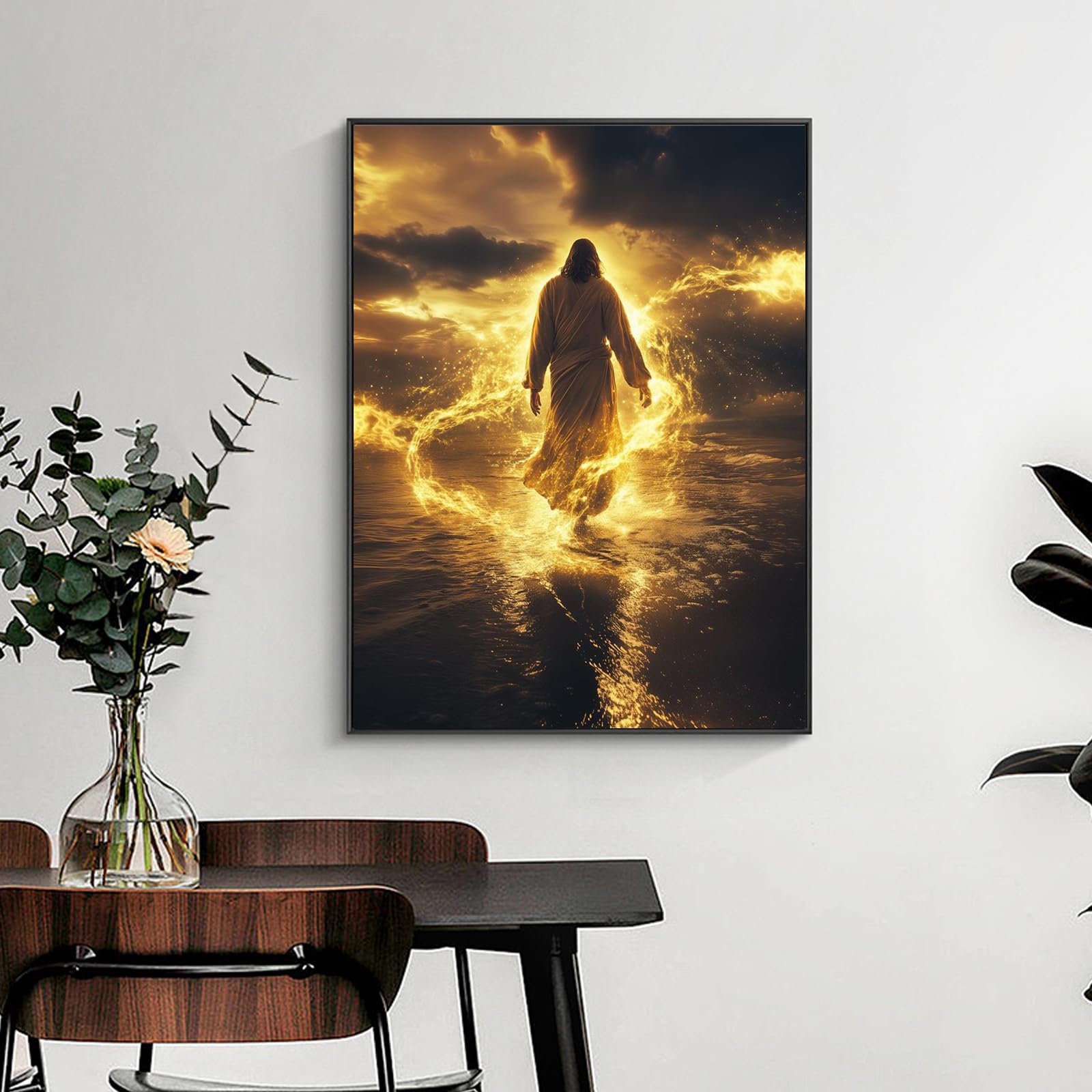 Yezavesu Religious Cross Diamond Painting Kit - 5D Round Full Drill Jesus Art For Adults, 12x16 Inch