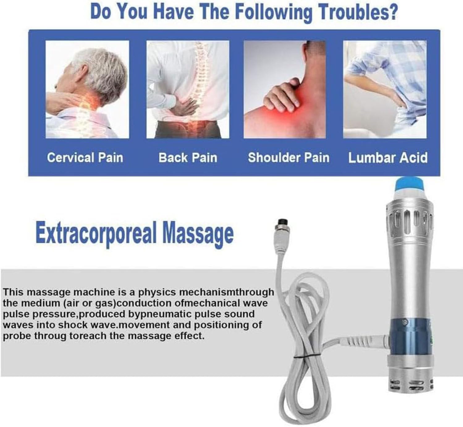 Focused Shockwave Therapy Shock Wave Therapy Machine, ESWT Shock Wave Therapy Treatment ED Shockwave Therapy Device, for Pain Relief, 460X435X345mm