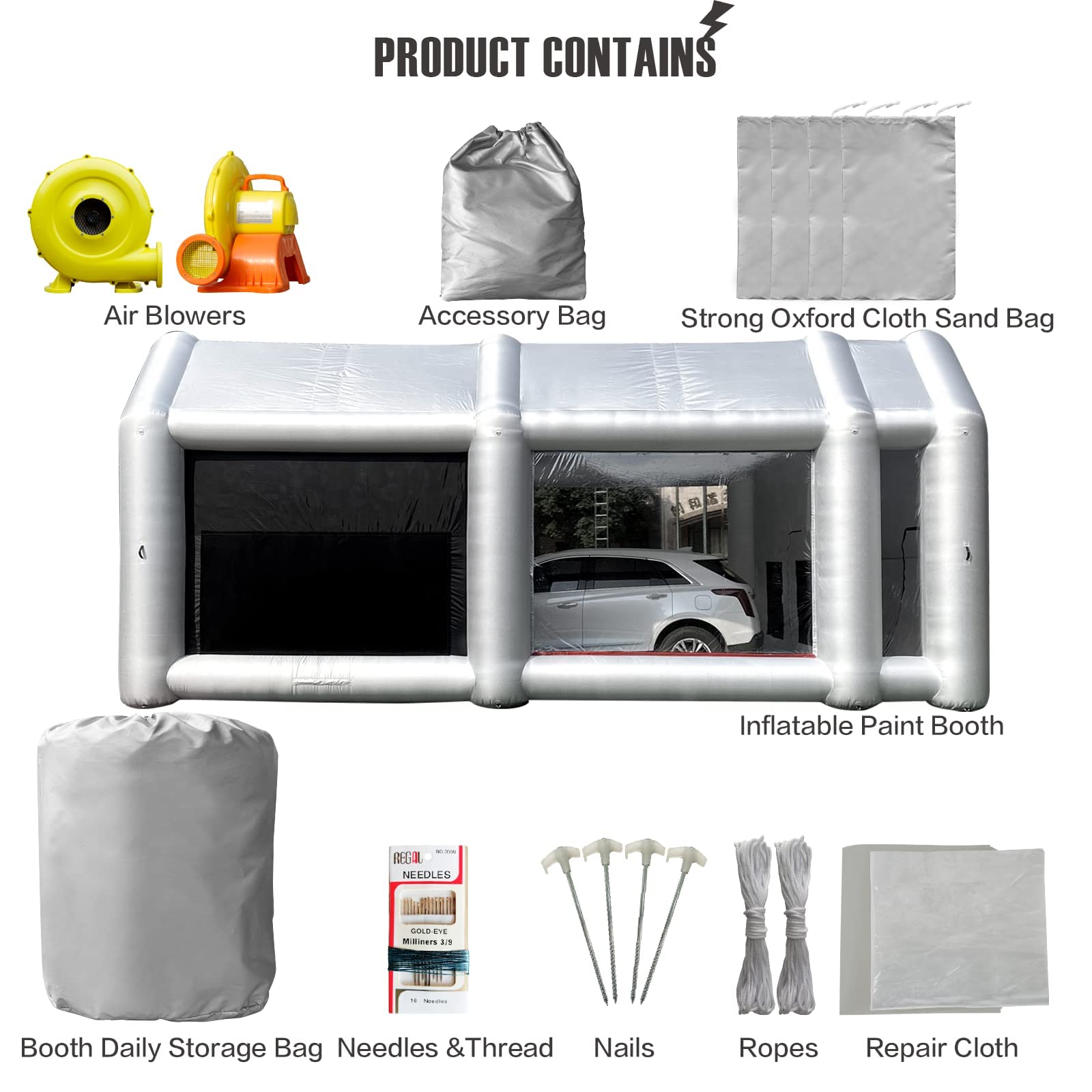WARSUN Upgraded Oversized EPA Registered Filters Inflatable Paint Booth