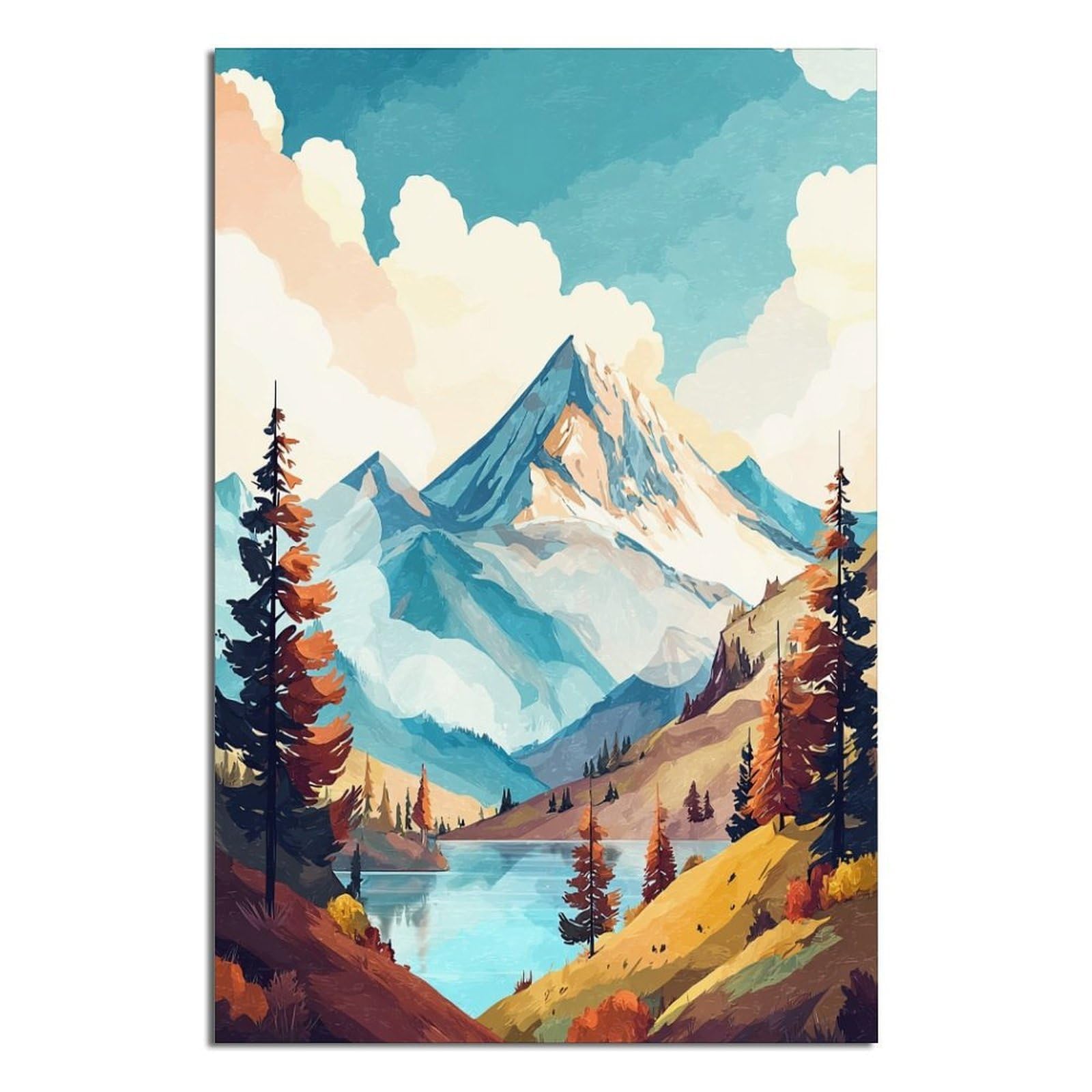 Bavarian Alps Poster 24x36inch(60x90cm) Vintage Watercolor Canvas Art