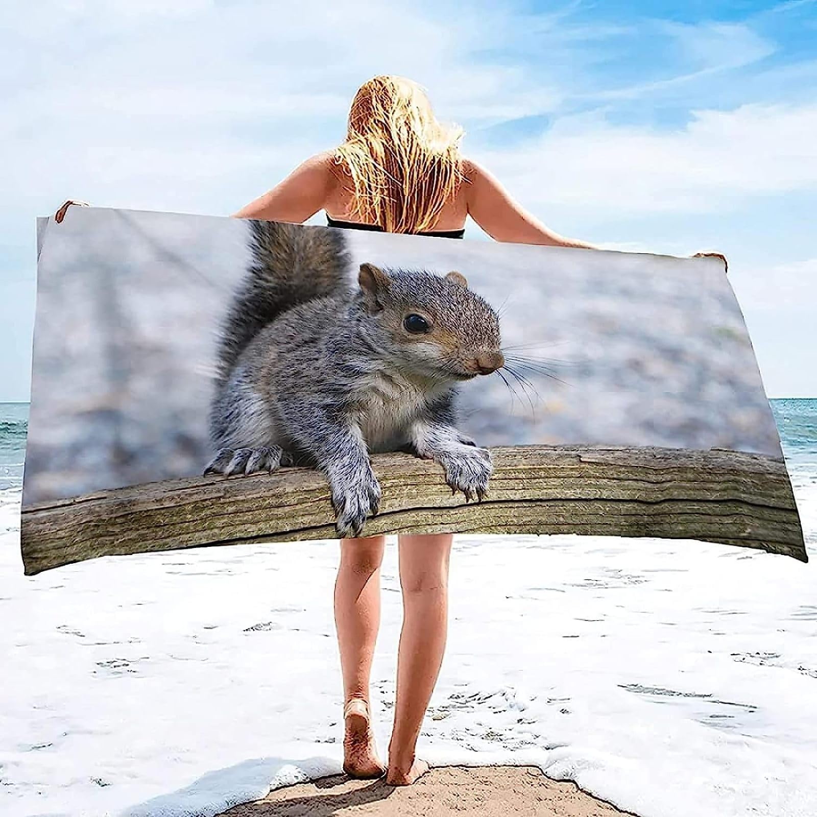 Scoiattolo Telo Mare Grande 150x200, Microfibra Asciugamano da Spiaggia, 3D Teli Mare Scoiattolo, Asciugatura Rapida Antisabbia Adulti Bambini Teli Mare per Nuoto Campeggio Viaggio