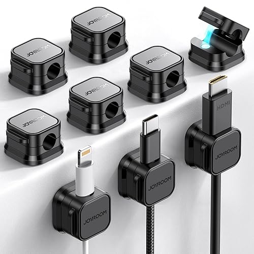9 Pack Magnetic Cable Clips [Cable Smooth Adjustable] Cord Holder, Under Desk Cable Management, JOYROOM Adhesive Wire Holder Keeper Organizer for Home Office Desk Phone Car Wall Desktop Nightstand