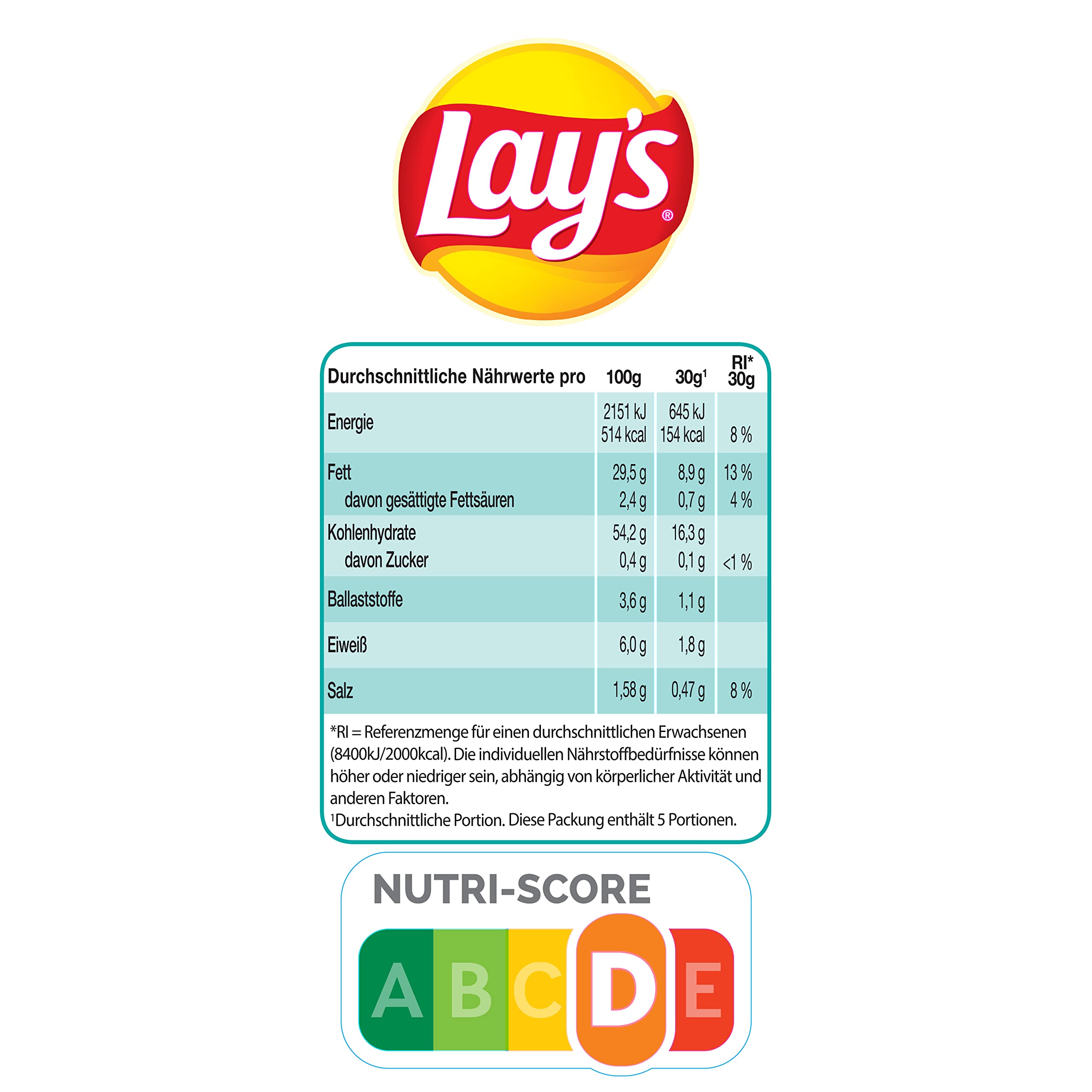 Lay's Salt & Vinegar – Knusprig gewürzte Kartoffelchips für eine gelungene Party, 1 x 150 g – Ansicht 2