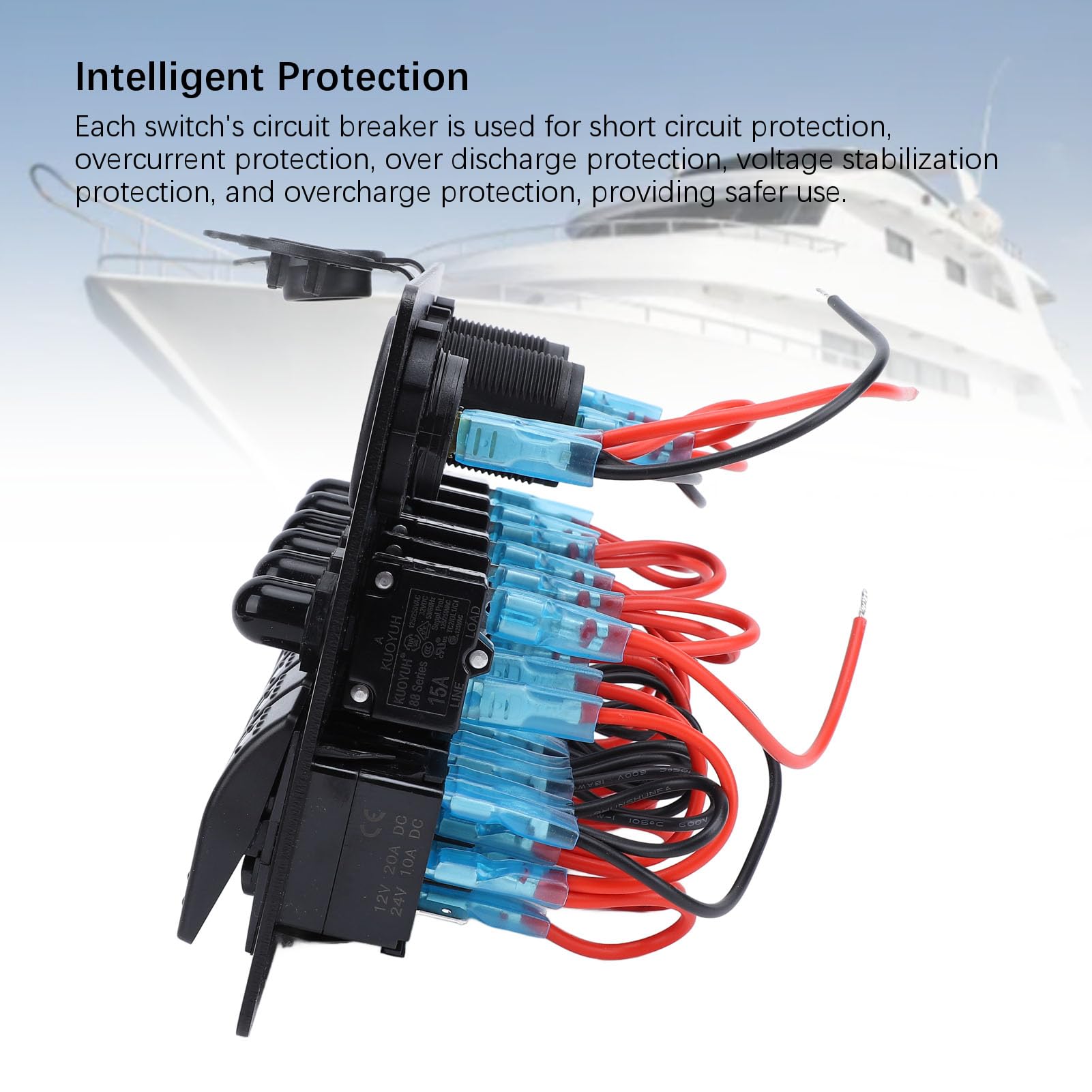 Diyeeni 6-krotny Panel Przełączników Kołyskowych DC 12-24V Zabezpieczenie Przed Przeciążeniem Podwójna ładowarka USB Woltomierz Cyfrowy dla łodzi RV SUV Samochód Morski Przełącznik Dwupozycyjny