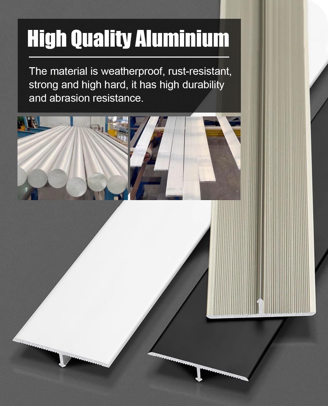 Vibeo übergangsprofil Matt T-förmige Bodenübergangsleiste Holz zu Fliesen 3er-Set Schwellenleiste Zierleiste Aluminiumlegierung Bodenfugenabdeckung für Türöffnungen(Brushed Bronze,W 40mm(1 5/8"))