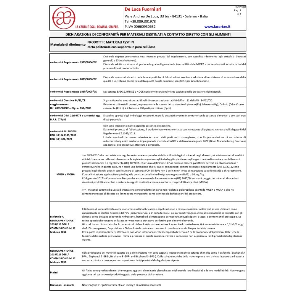 Generico 10 KG Fogli Carta Politenata PRODOTTI DA FORNO 37x50 cm 35+9 gr