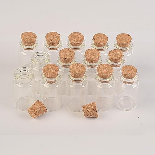 Miniatura 6 de Botella de vidrio transparente transparente de 0.2 fl oz con tapón de corcho, frascos pequeños, frascos, envases, botella de deseos, 0.866 x 1.575 x
