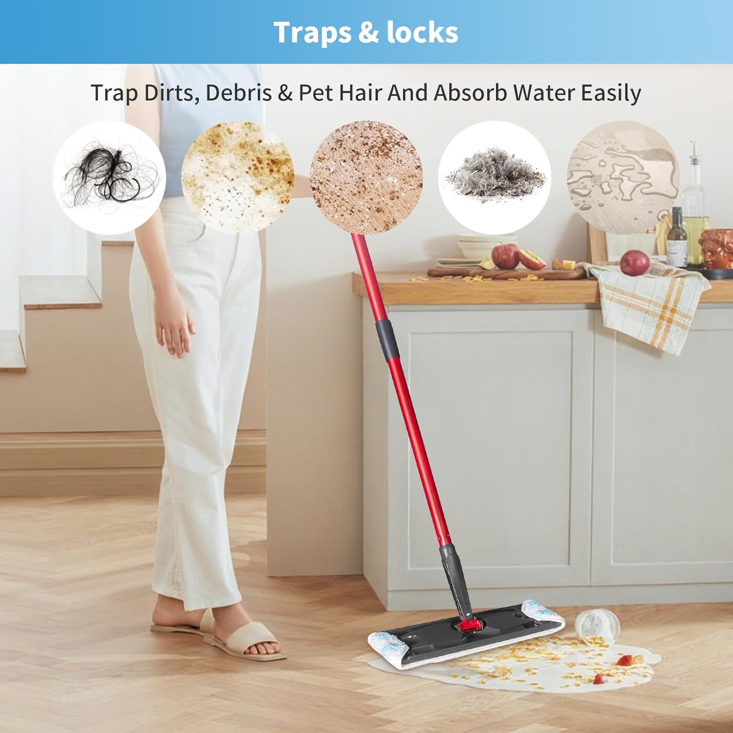 15 Pack Microfiber Mop Pads for O-Cedar H2prO Flat Mop System, Washable and Reusable Mop Replacement Heads for Floor Deep Cleaning, Mop Pad Refills for Wet Dry Floor