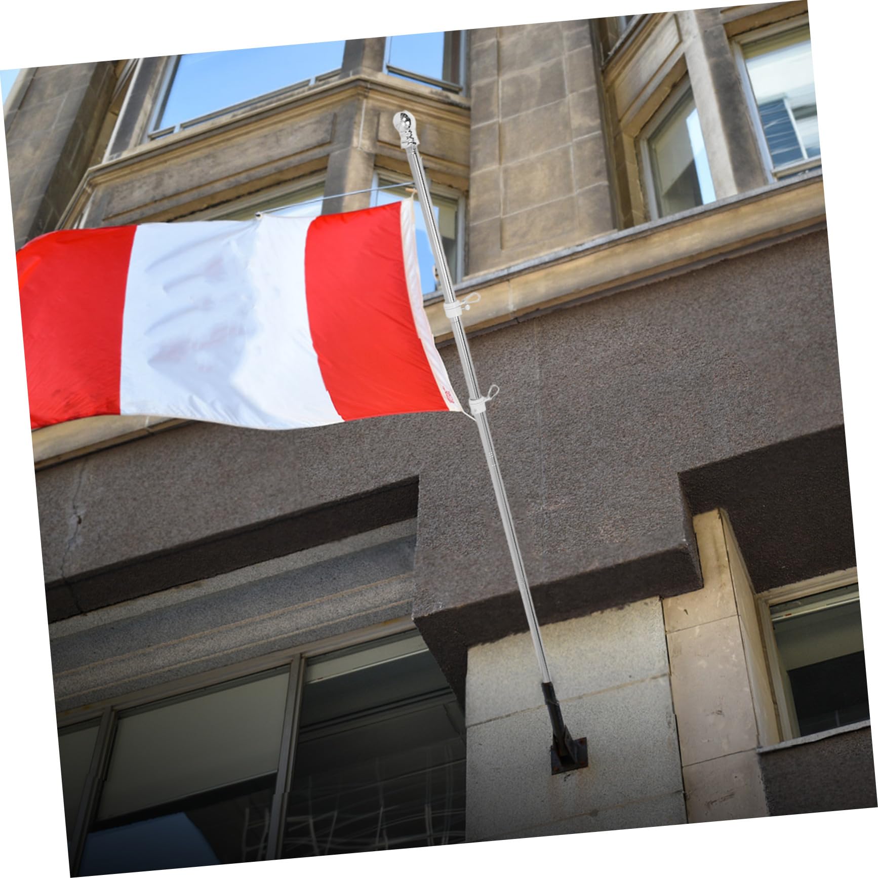 DOITOOL Palo de Bandera Soporte para Montaje en Pared de 1.5 Metros de Acero Inoxidable Varios Estilos Resistente la Corrosión, Tres Secciones Varios Estilos Adecuado para Jardines y Decoración