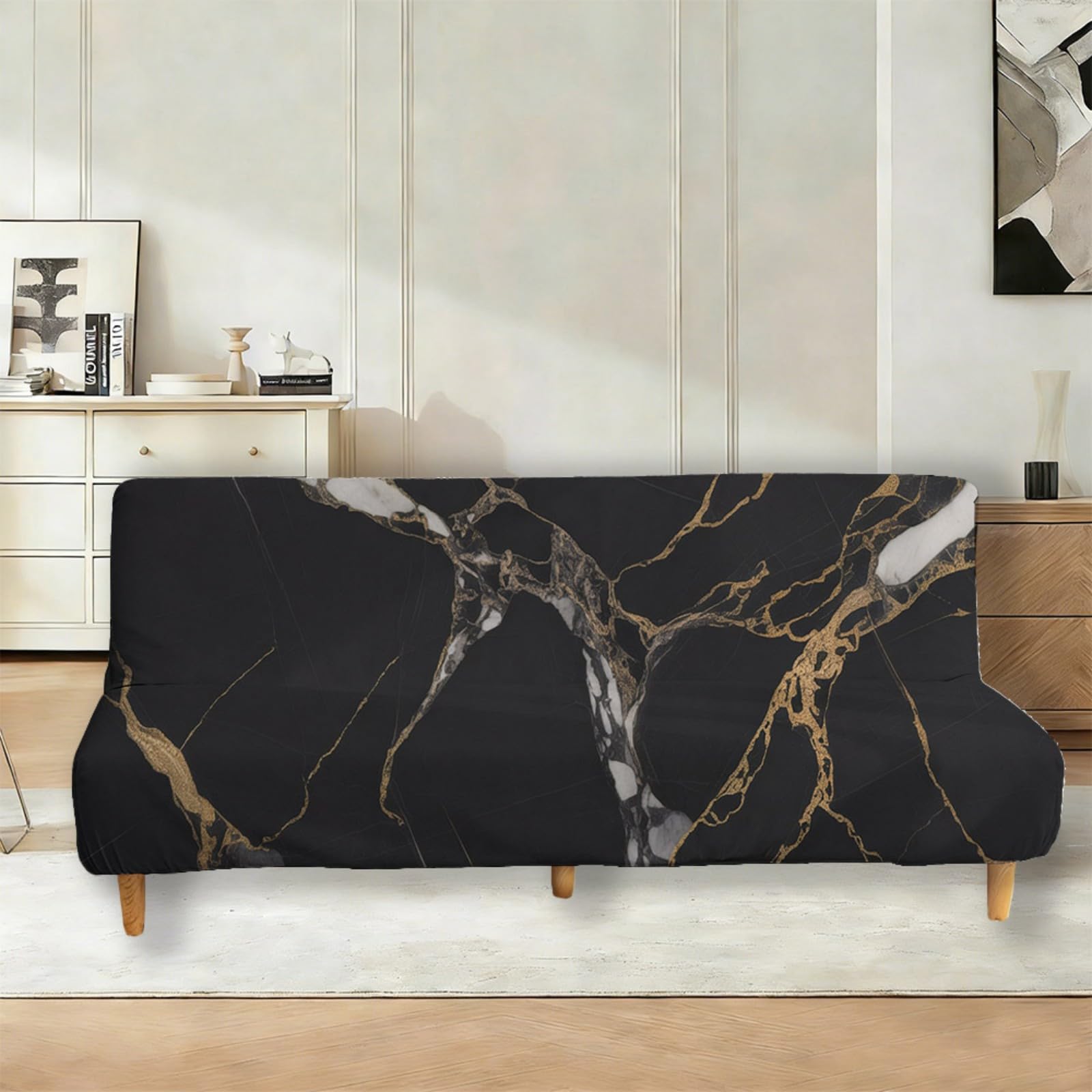 boiszeda Armless Sofa Bed Cover, Spandex Stretch Futon Slipcover(160-190cm)