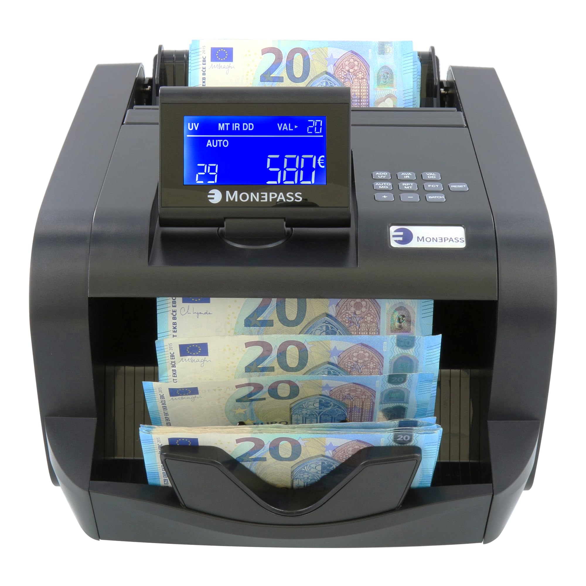 Monepass France - Contabanconote + Valorizer su registro ordinato, quintuple rilevamento UV/MGI/MGT/IR/2D, garanzia 2 anni