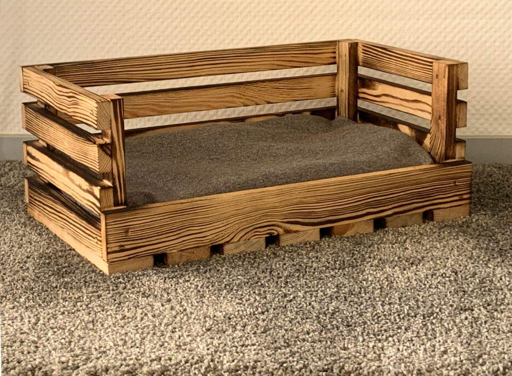 Lycce Haustiersofa für kleine Hunde und Katzen Holz geflammt 50cmx30cmx20cm