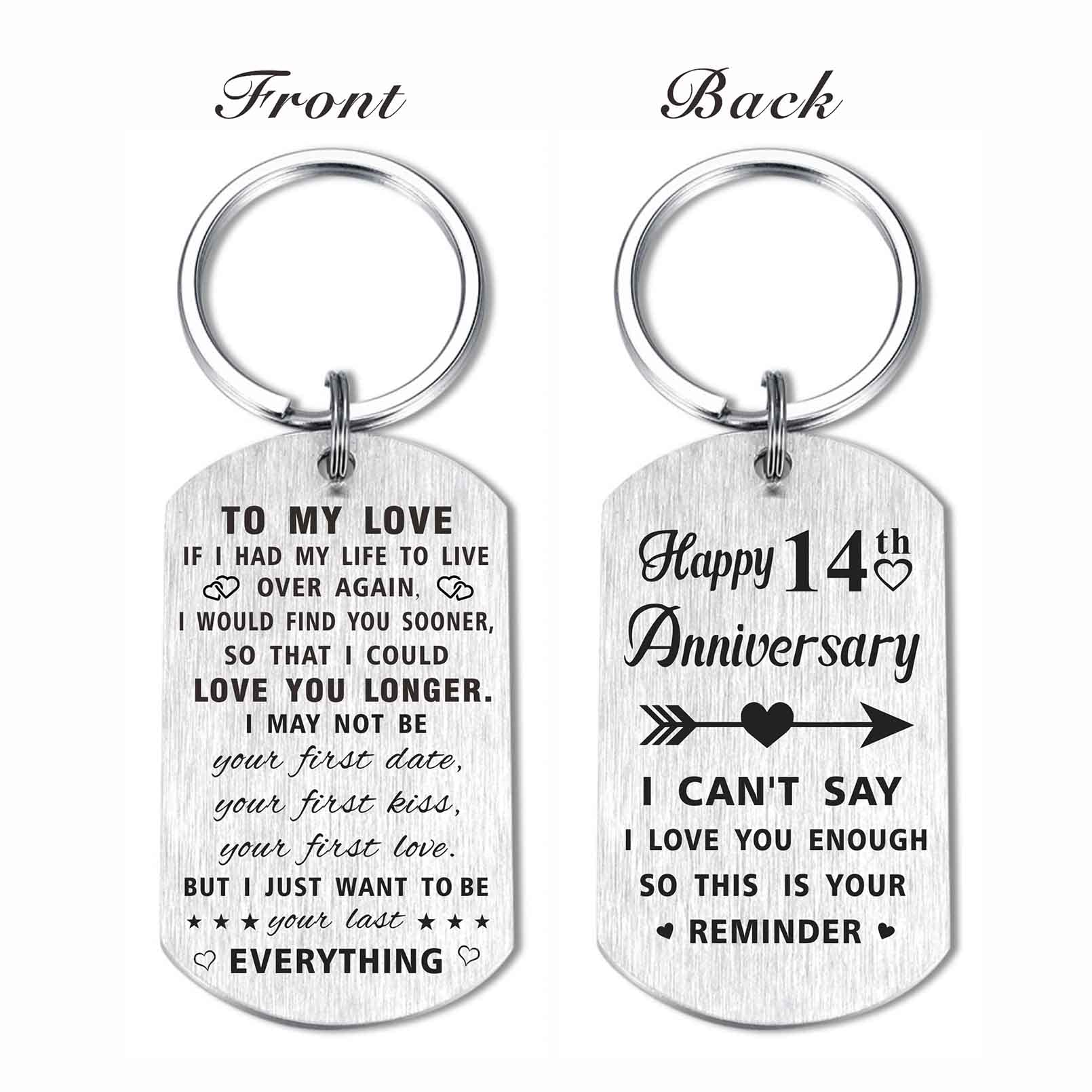 Yobent 14th Wedding Anniversary Keychain Gifts for Husband Wife Men Women Happy 14 Year Anniversary for Him Her - Image 3