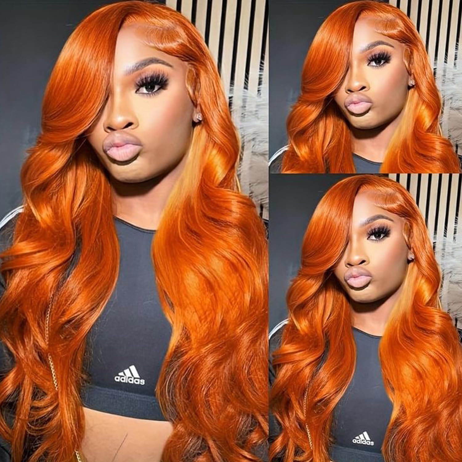 Ginger Orange 22 Inch13x6 Lace Front Wigs Human Hair Body