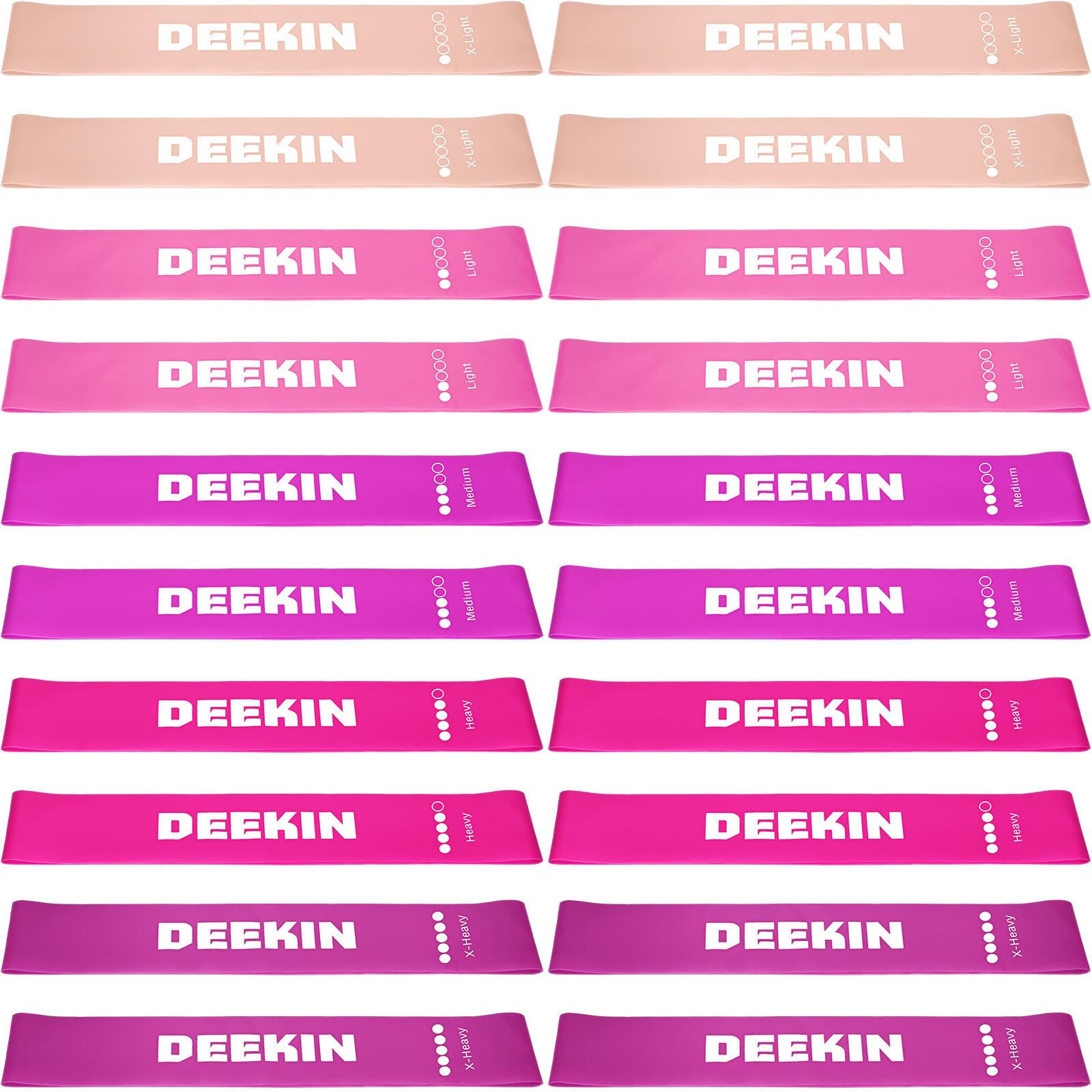 Deekin 20 Pcs Resistance Bands Resistance Loop Exercise Bands Exercise Equipment Elastic Drap Ring for Women and Men Home Fitness, Gym, Yoga (Multiple Elasticity,Multiple Colors)