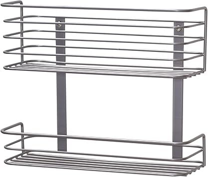 Household Essentials 1228-1 Double Basket Door Mount Cabinet Organizer | Mounts to Solid Cabinet Doors or Wall