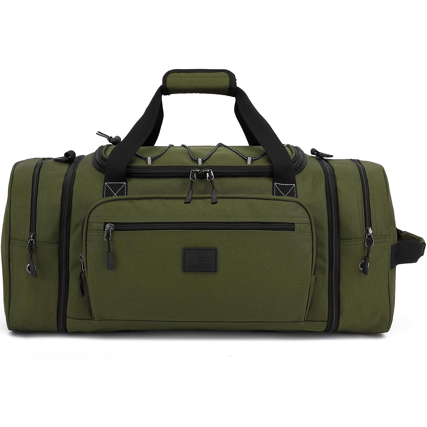 Laripwit Borsa da viaggio espandibile da uomo, weekender, bagaglio a mano per campeggio e sport, verde militare, 70 x 28 x 25.4 cm